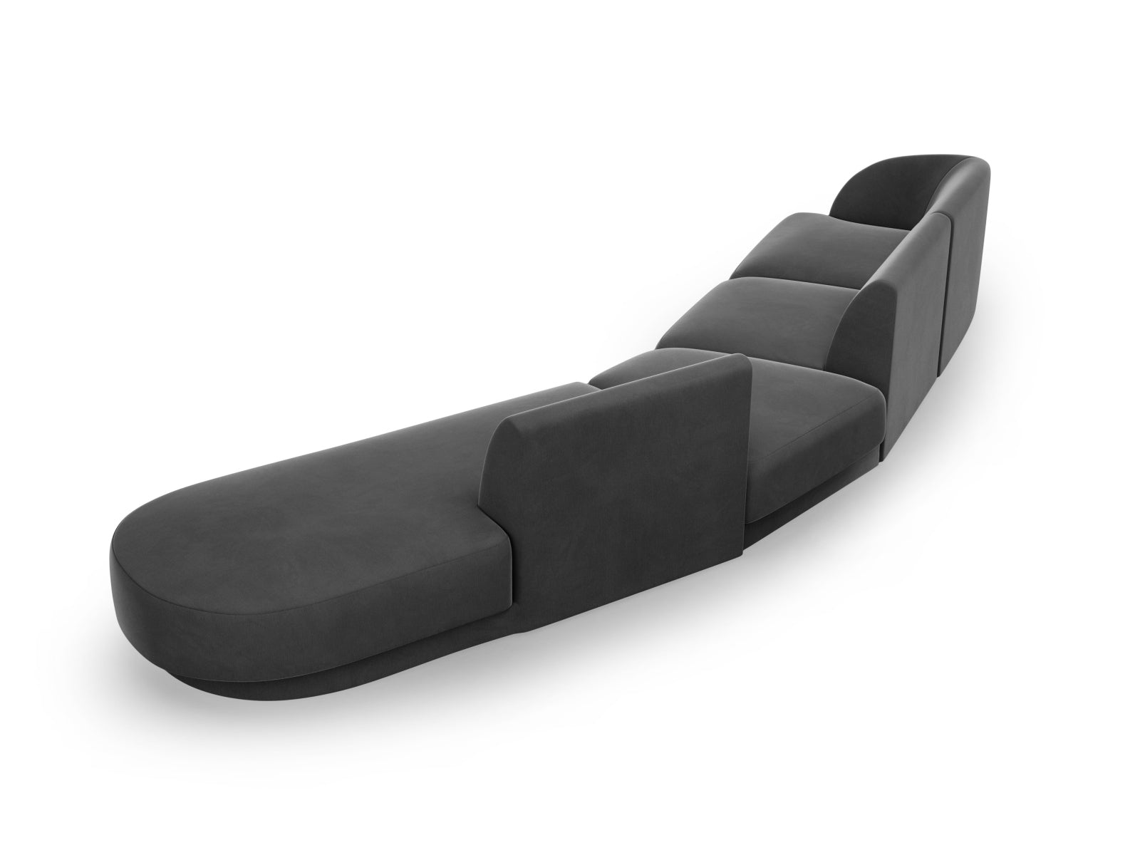 Entdecken Sie das Miley Velour Sofa von Micadoni: Ein stilvolles 5-Sitzer-Sofa mit modularer Flexibilität und hochwertigem Velour für höchsten Komfort.
