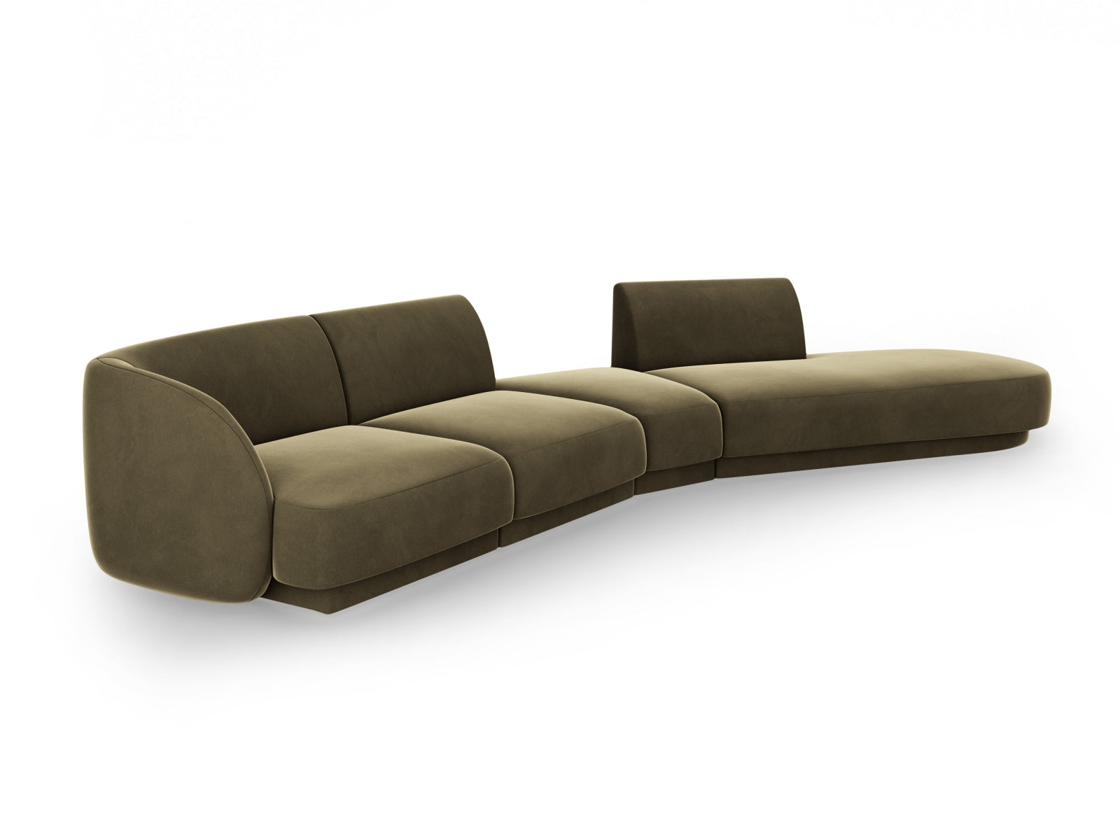 Erleben Sie das Miley Velour Sofa von Micadoni: Ein elegantes 5-Sitzer-Modell, das durch seine modulare Bauweise und luxuriöse Velour-Oberfläche besticht.