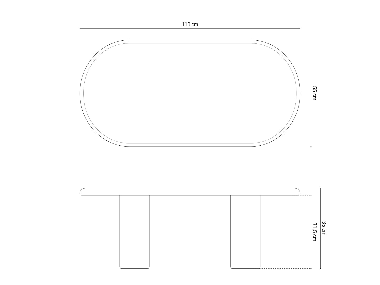 Sofatisch Bufi, 110x55x35 in präsentiert im Onlineshop von KAQTU Design AG. Sofatisch ist von Micadoni
