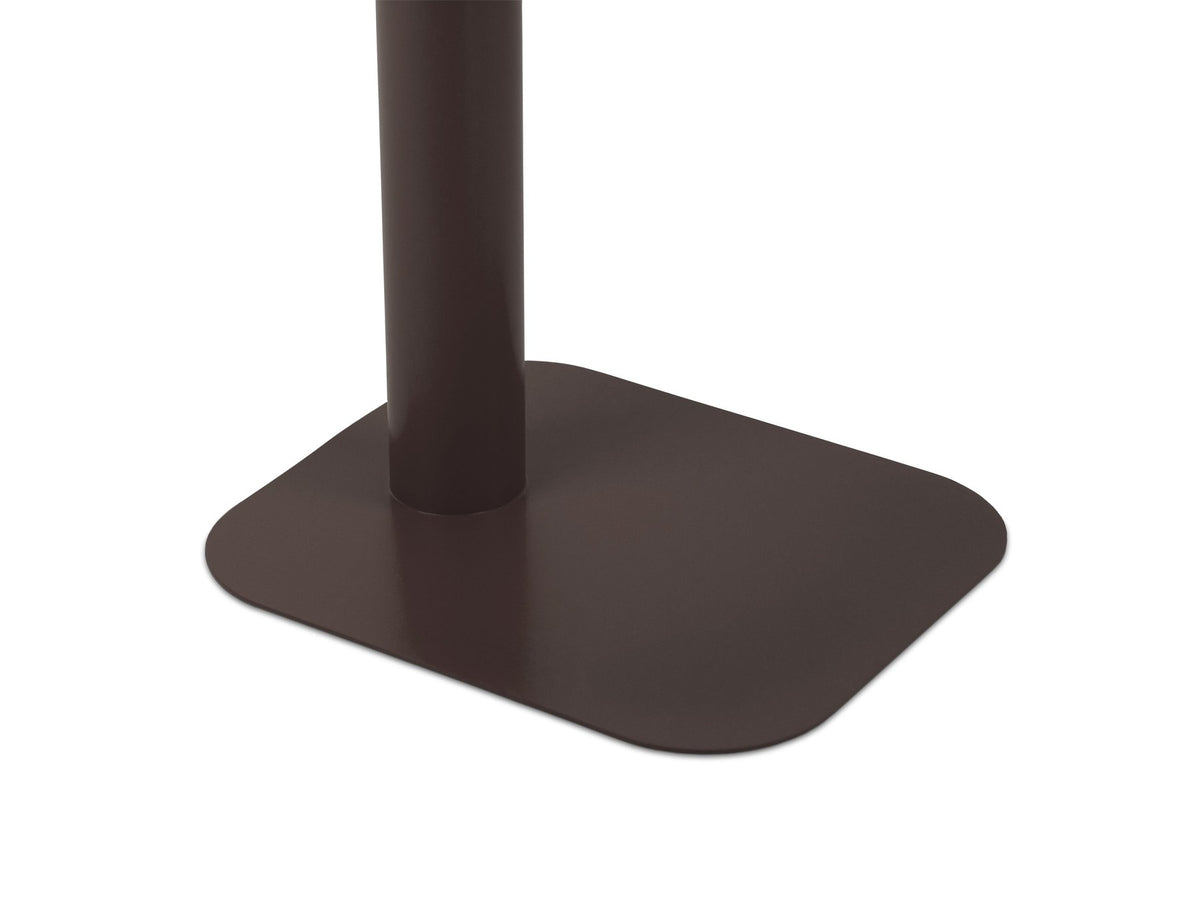 Kleiner Beistelltisch aus Metall mit burgundfarbener Tischplatte und schlankem Stahlgestell, Serie Jackson von Micadoni.