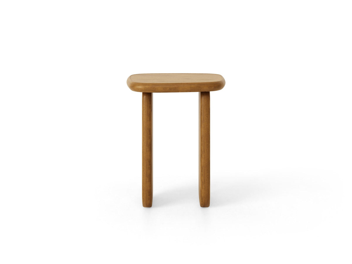 Rechteckiger Beistelltisch aus Holz in schwarzer Eichen-Optik mit zwei schlanken Beinen und niedriger Bauform, Modell Lana von Micadoni.