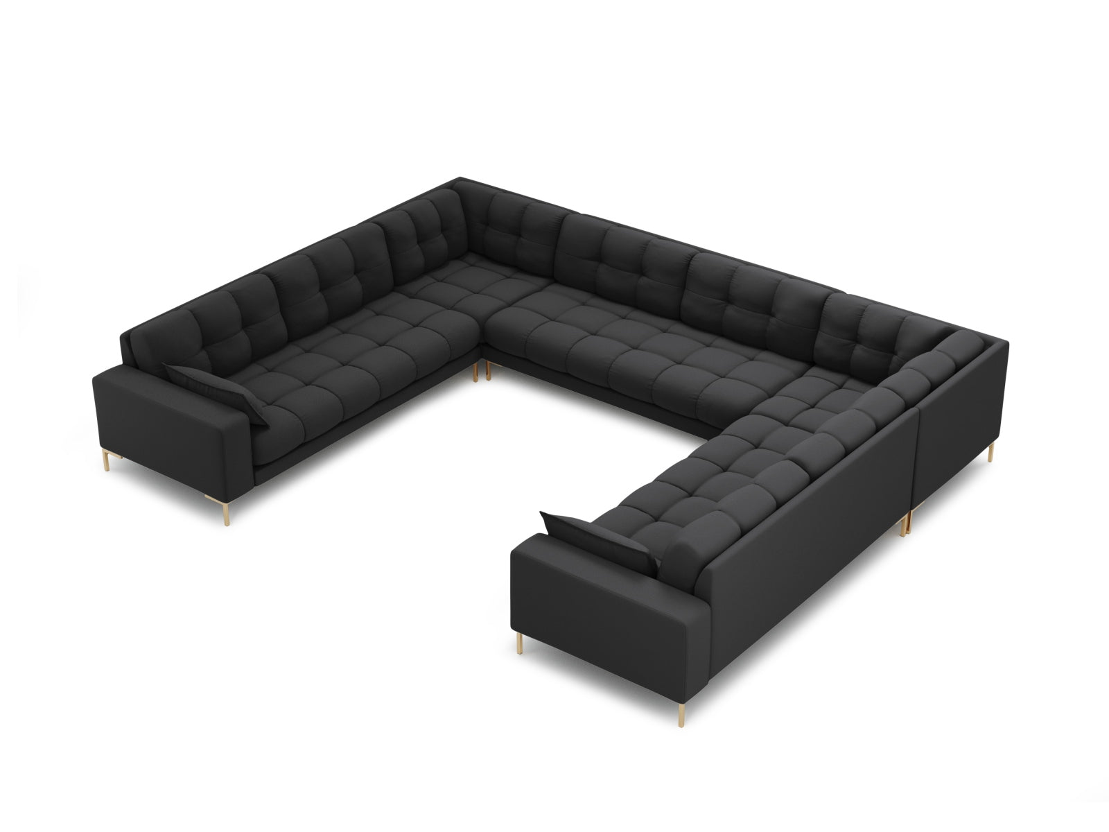 Mamaia Panoramic Sofa 9 Sitzer in Dark Grey/Gold präsentiert im Onlineshop von KAQTU Design AG. 5er Sofa ist von Micadoni