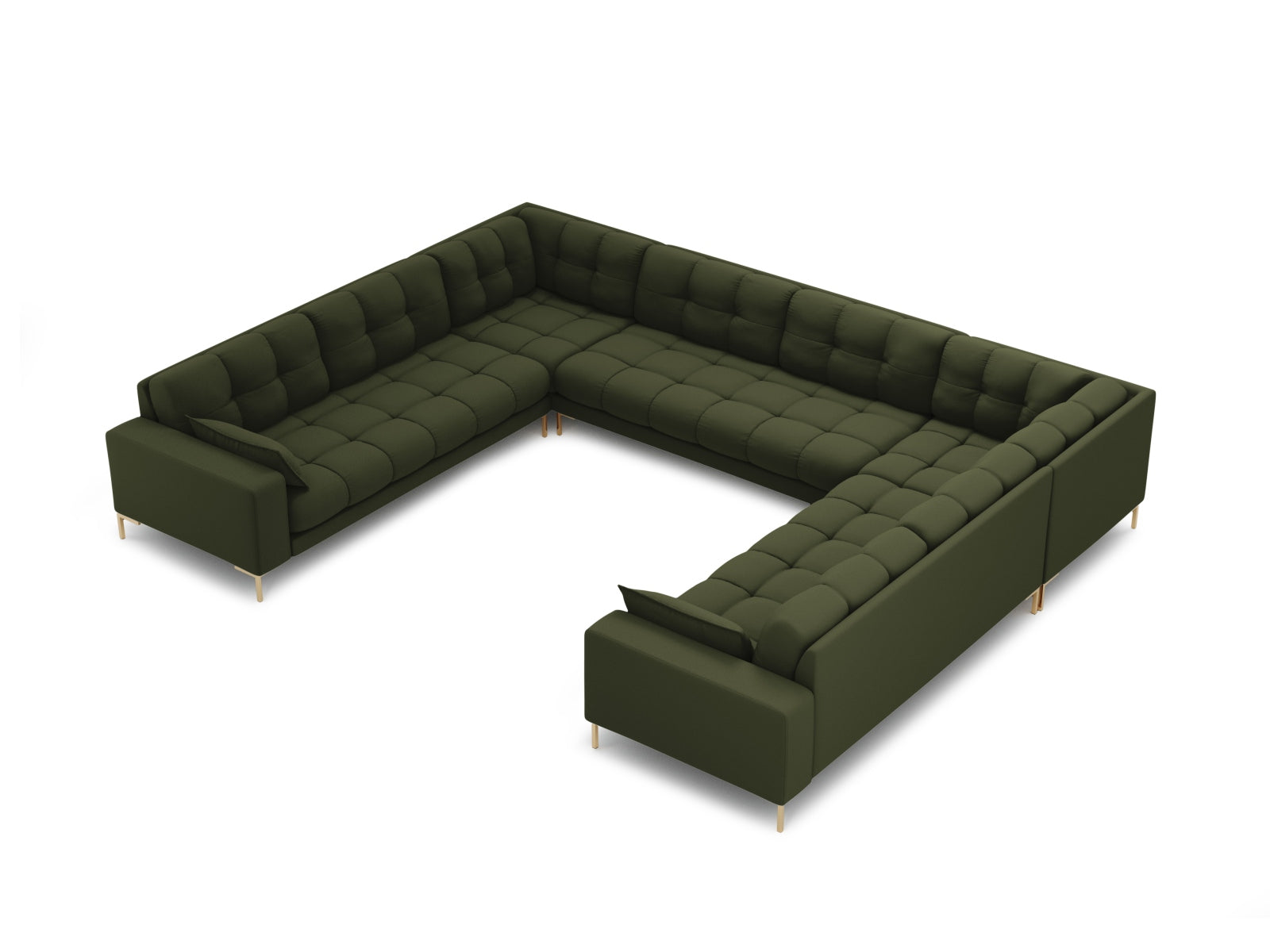 Mamaia Panoramic Sofa 9 Sitzer in Green/Gold präsentiert im Onlineshop von KAQTU Design AG. 5er Sofa ist von Micadoni
