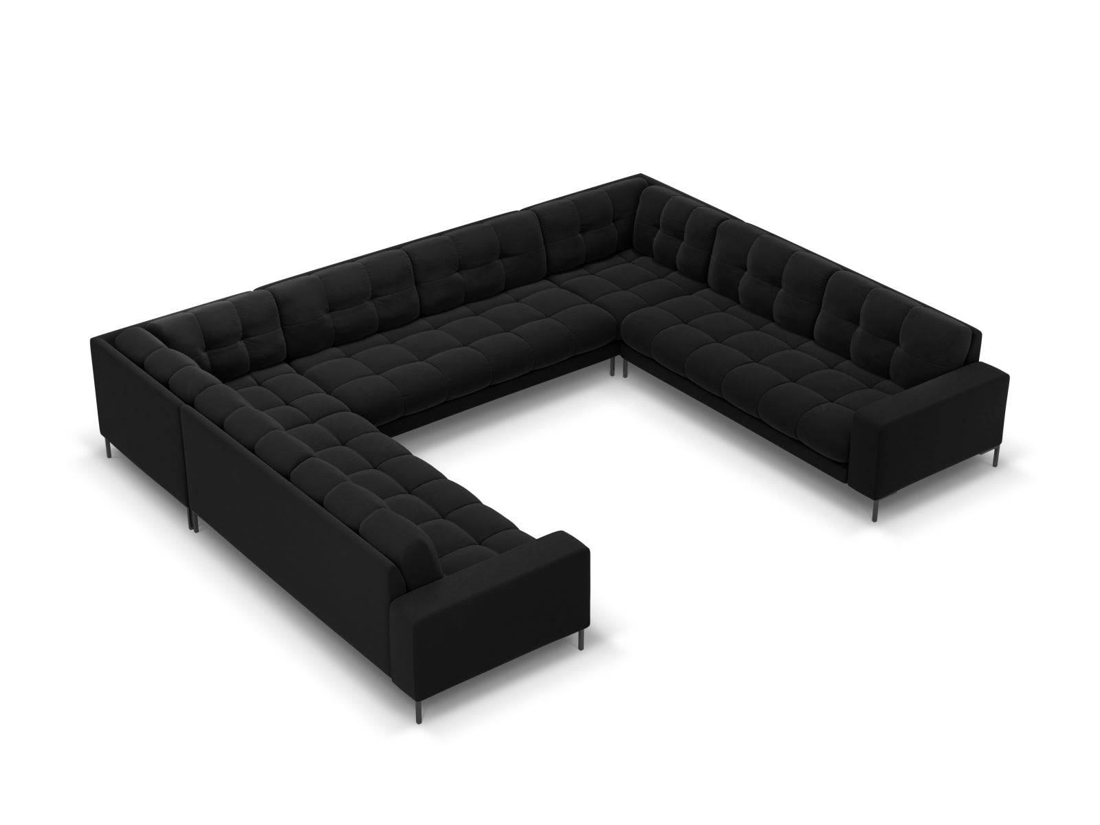 Mamaia Velour Panoramic Sofa 9 Sitzer in Black/Schwarz-Bluvel präsentiert im Onlineshop von KAQTU Design AG. Ecksofa ist von Micadoni