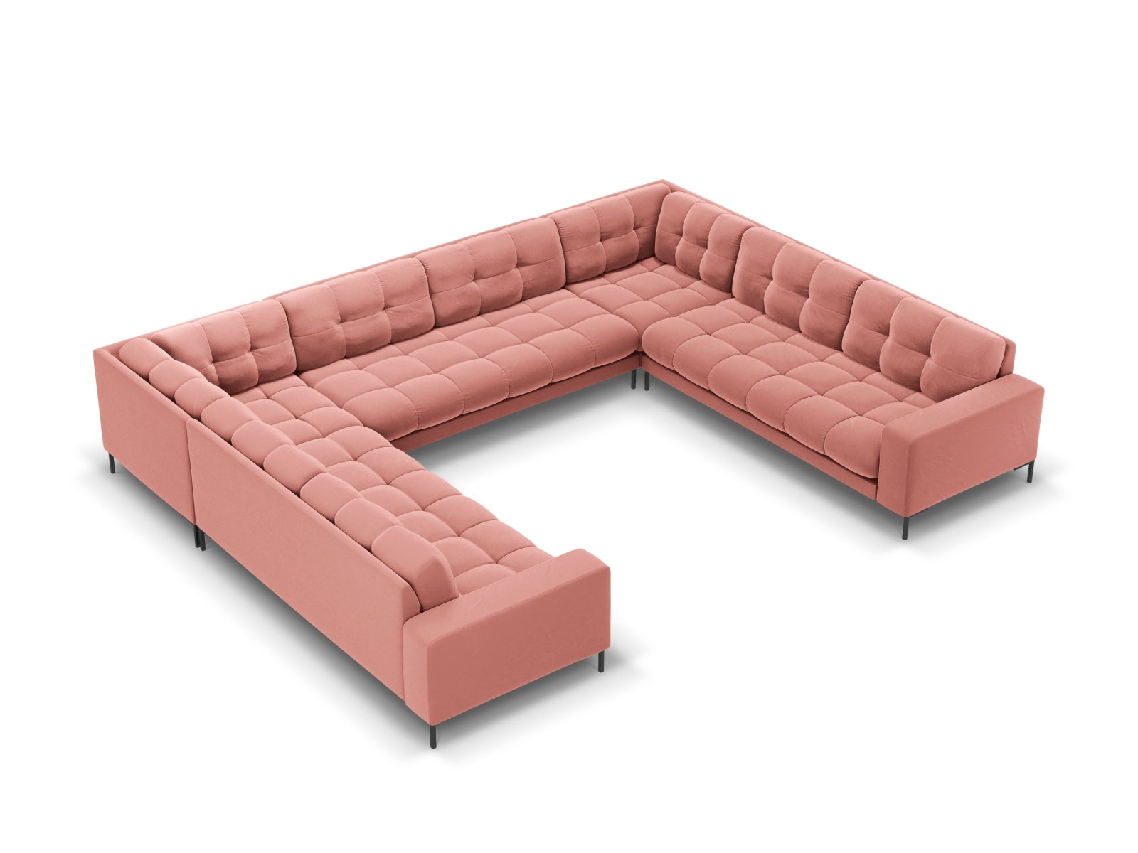 Mamaia Velour Panoramic Sofa 9 Sitzer in Pink/Schwarz präsentiert im Onlineshop von KAQTU Design AG. 3er Sofa ist von Micadoni