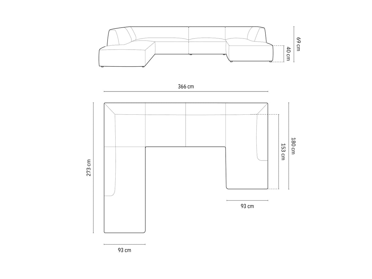 Ruby Panoramic Ecksofa links 7 Sitzer in Green-Scala präsentiert im Onlineshop von KAQTU Design AG. Ecksofa links ist von Micadoni