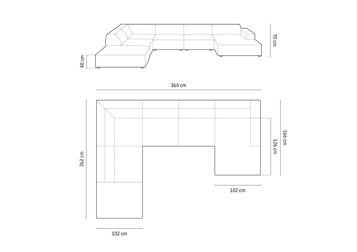 Jodie Boucle modulares Panoramic Ecksofa links 7 Sitzer in Dark Olive Green-Baloo präsentiert im Onlineshop von KAQTU Design AG. Ecksofa links ist von Micadoni