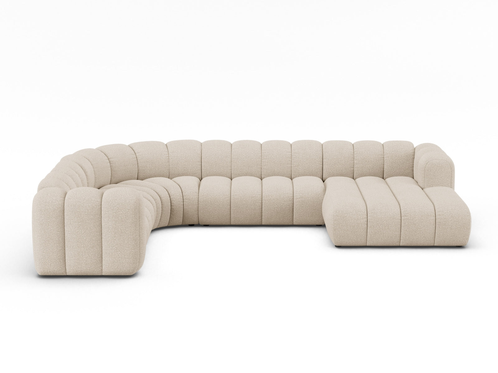 Lupine Boucle Modular Panoramic Ecksofa links 6 Sitzer in Beige präsentiert im Onlineshop von KAQTU Design AG. Ecksofa links ist von Micadoni