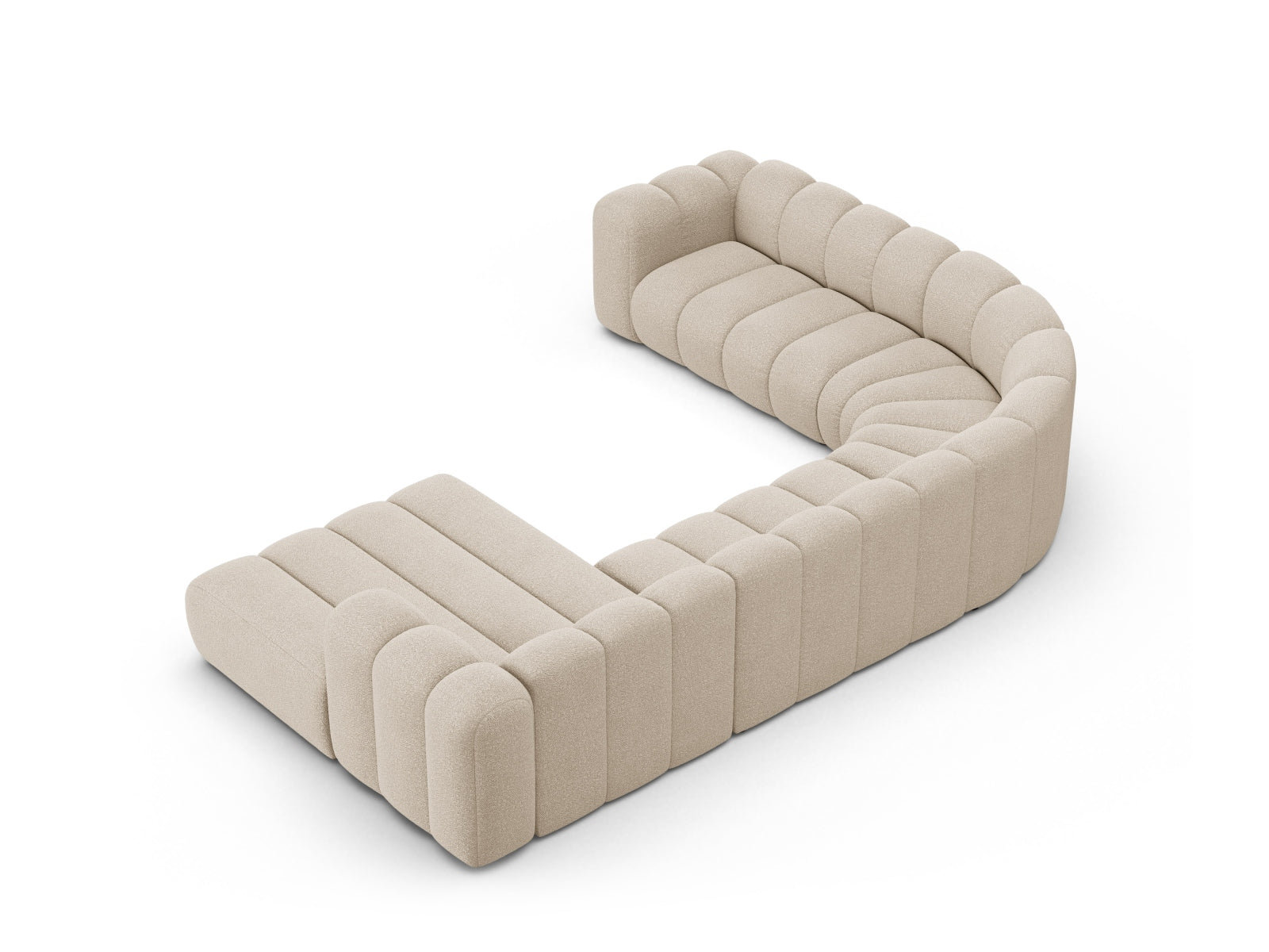 Lupine Boucle Modular Panoramic Ecksofa links 6 Sitzer in Beige präsentiert im Onlineshop von KAQTU Design AG. Ecksofa links ist von Micadoni
