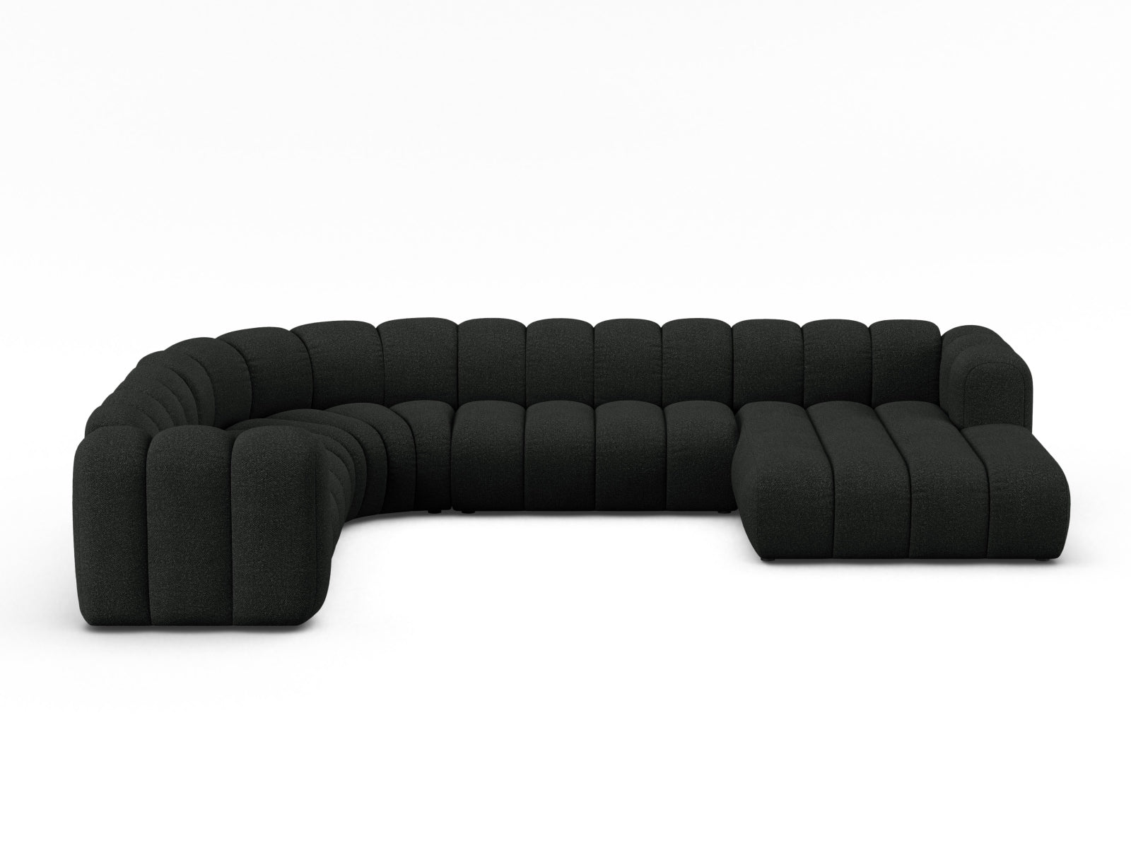 Lupine Boucle Modular Panoramic Ecksofa links 6 Sitzer in Black präsentiert im Onlineshop von KAQTU Design AG. Ecksofa links ist von Micadoni