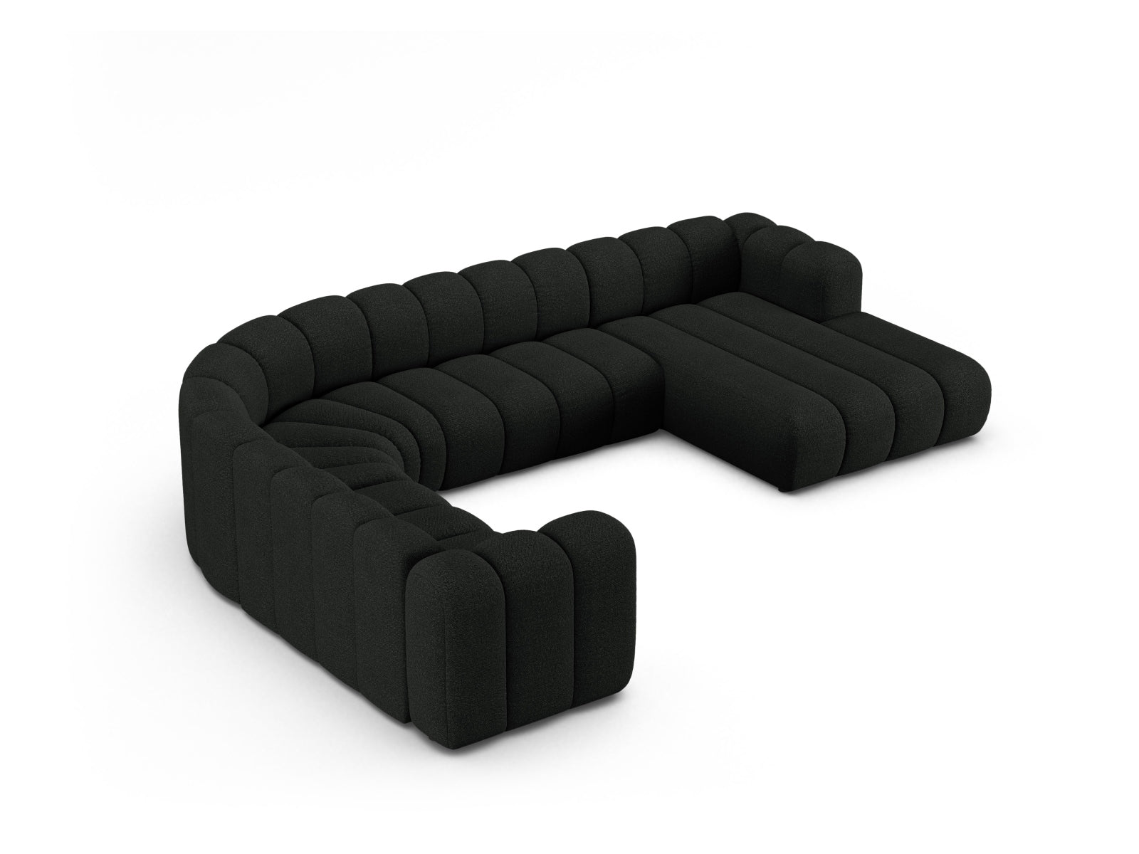 Lupine Boucle Modular Panoramic Ecksofa links 6 Sitzer in Black-Baloo präsentiert im Onlineshop von KAQTU Design AG. Ecksofa links ist von Micadoni