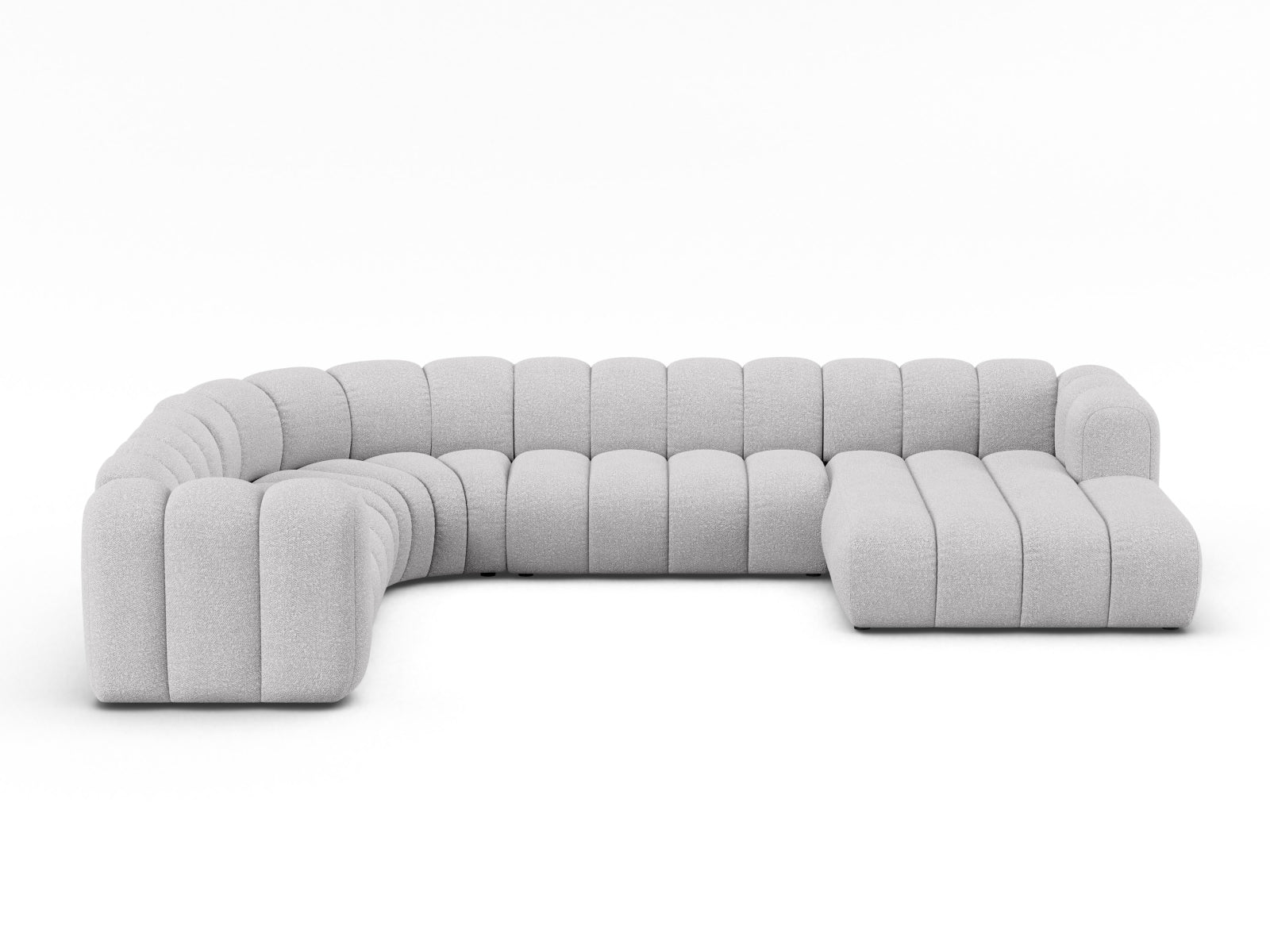 Lupine Boucle Modular Panoramic Ecksofa links 6 Sitzer in Light Grey präsentiert im Onlineshop von KAQTU Design AG. Ecksofa links ist von Micadoni