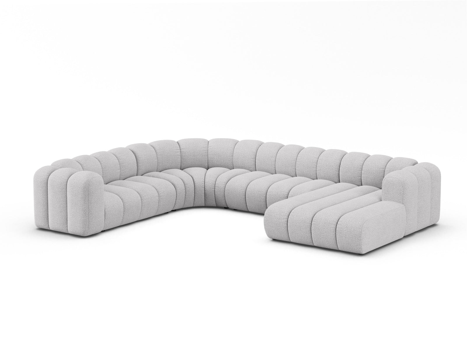 Lupine Boucle Modular Panoramic Ecksofa links 6 Sitzer in Light Grey präsentiert im Onlineshop von KAQTU Design AG. Ecksofa links ist von Micadoni