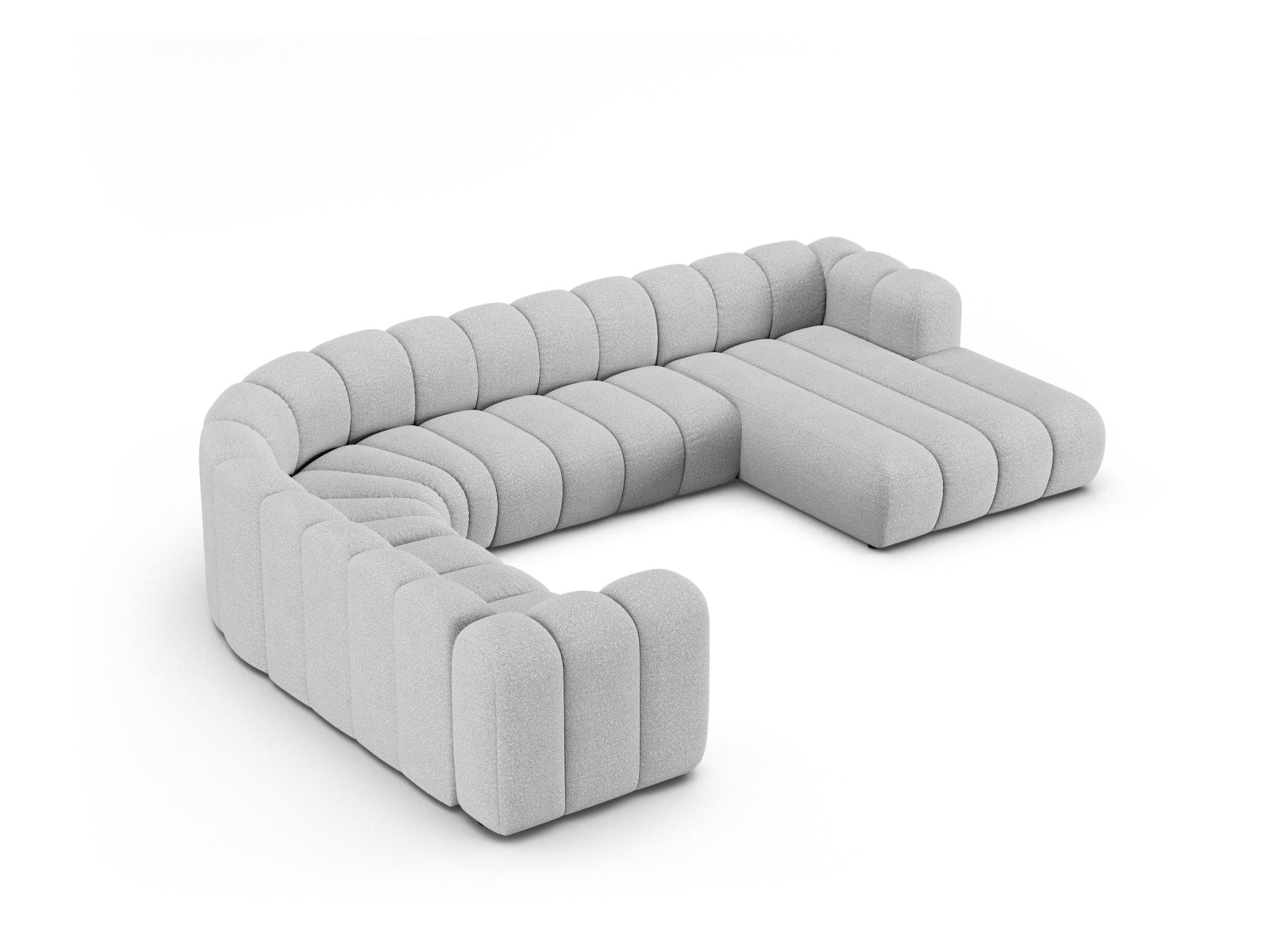 Lupine Boucle Modular Panoramic Ecksofa links 6 Sitzer in Light Grey-Baloo präsentiert im Onlineshop von KAQTU Design AG. Ecksofa links ist von Micadoni