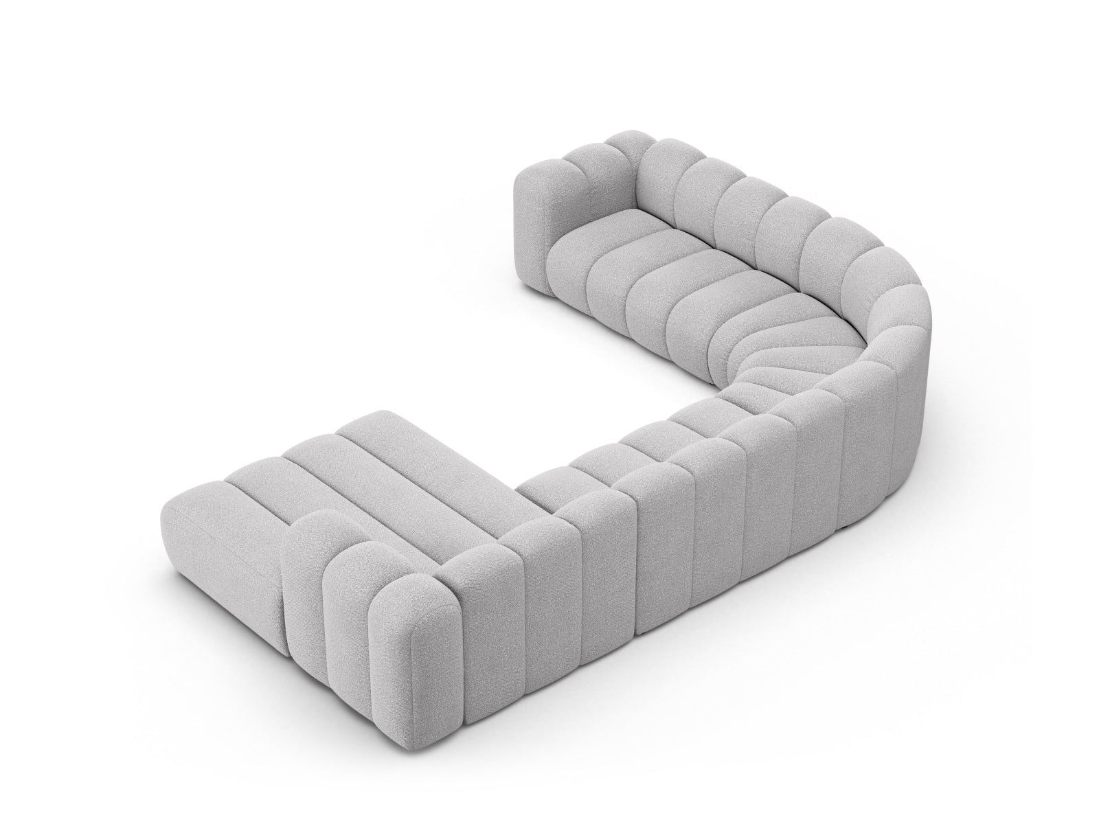 Lupine Boucle Modular Panoramic Ecksofa links 6 Sitzer in Light Grey präsentiert im Onlineshop von KAQTU Design AG. Ecksofa links ist von Micadoni