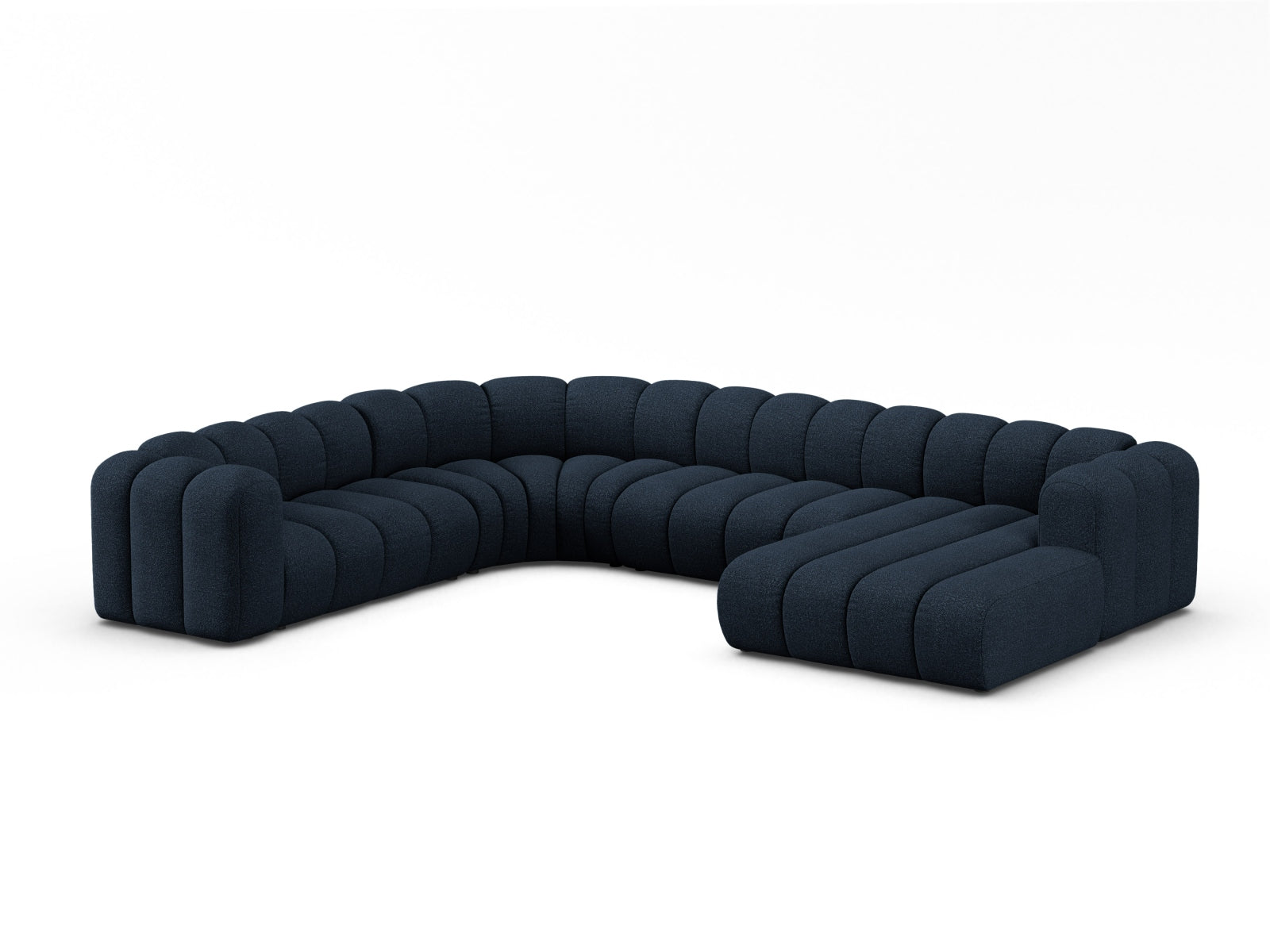 Lupine Boucle Modular Panoramic Ecksofa links 6 Sitzer in Dark Blue präsentiert im Onlineshop von KAQTU Design AG. Ecksofa links ist von Micadoni