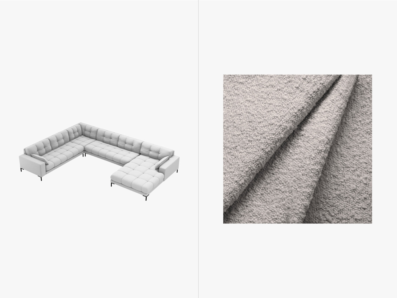 Mamaia Panoramic Ecksofa links 7 Sitzer in Light Grey/Schwarz-Baloo präsentiert im Onlineshop von KAQTU Design AG. Ecksofa links ist von Micadoni