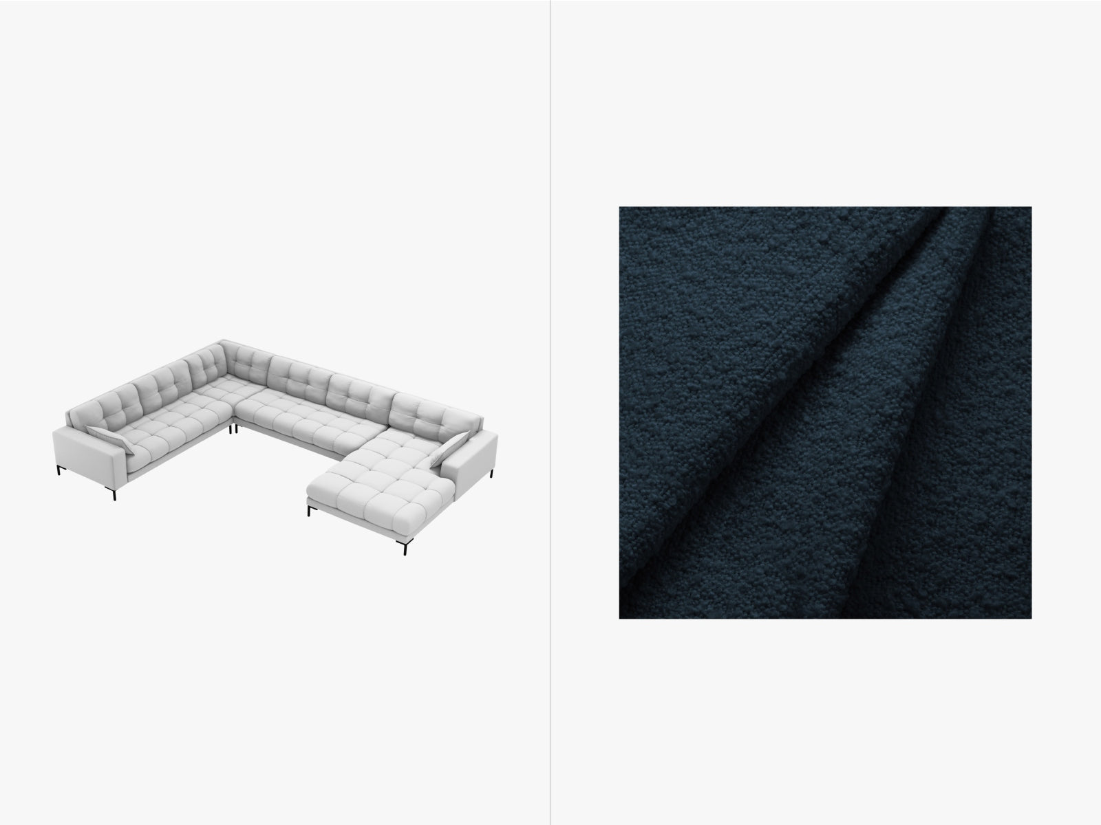 Mamaia Panoramic Ecksofa links 7 Sitzer in Dark Blue/Schwarz-Baloo präsentiert im Onlineshop von KAQTU Design AG. Ecksofa links ist von Micadoni