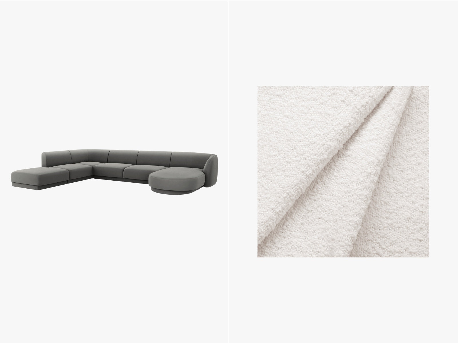 Miley Panoramic Ecksofa links 6 Sitzer in White-Baloo präsentiert im Onlineshop von KAQTU Design AG. Ecksofa links ist von Micadoni