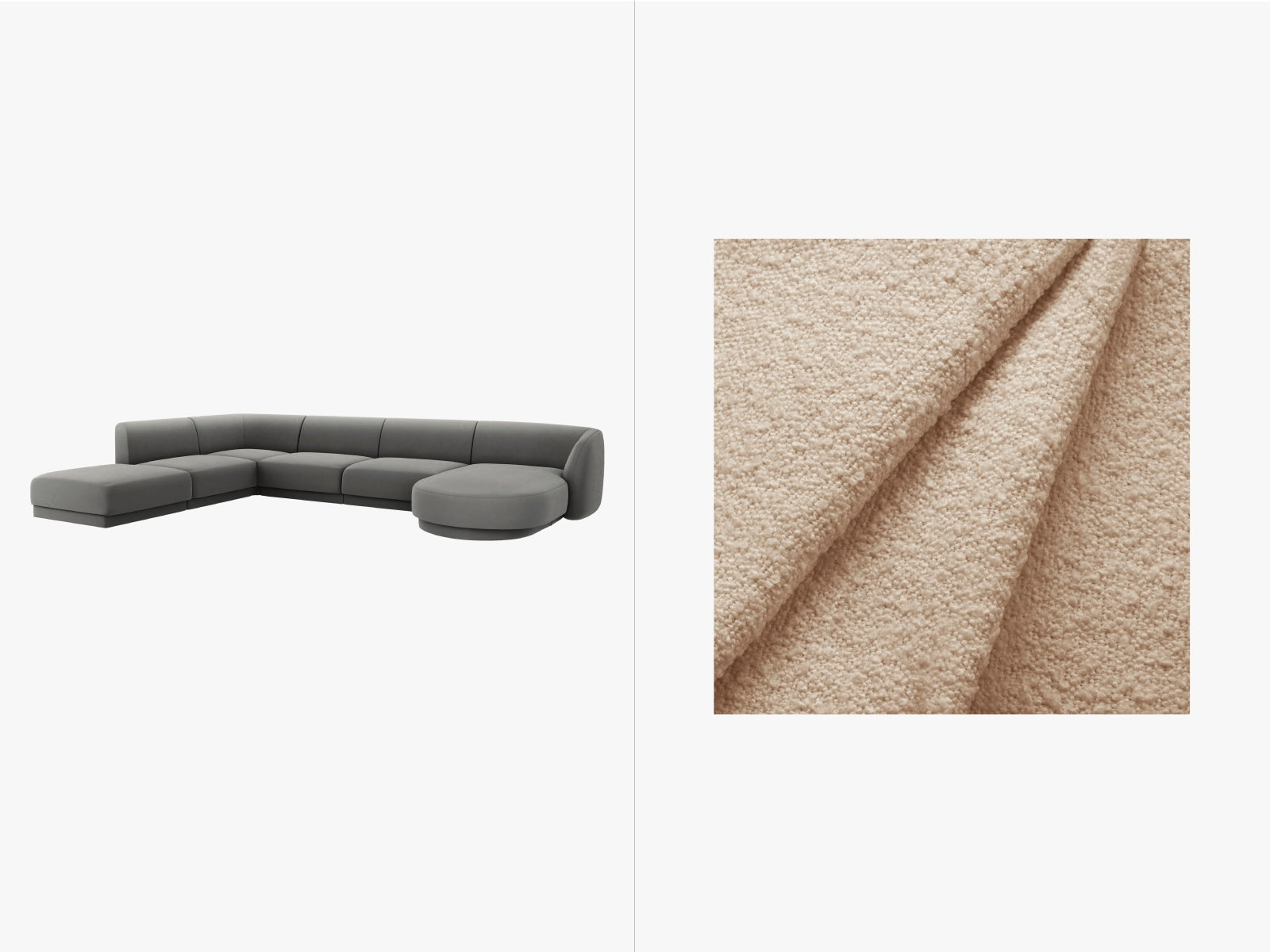 Miley Panoramic Ecksofa links 6 Sitzer in Beige präsentiert im Onlineshop von KAQTU Design AG. Ecksofa links ist von Micadoni