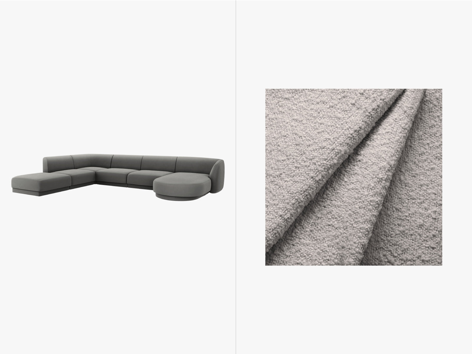 Miley Panoramic Ecksofa links 6 Sitzer in Light Grey präsentiert im Onlineshop von KAQTU Design AG. Ecksofa links ist von Micadoni