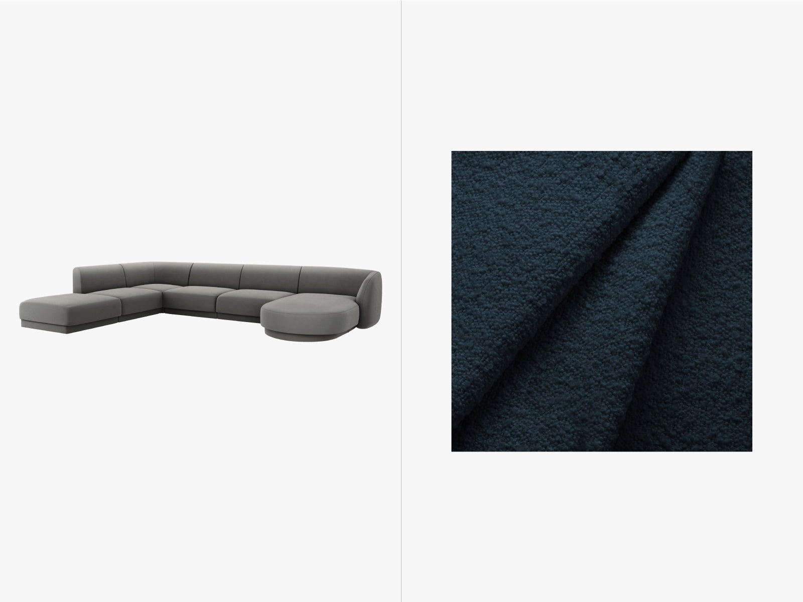 Miley Panoramic Ecksofa links 6 Sitzer in Dark Blue-Baloo präsentiert im Onlineshop von KAQTU Design AG. Ecksofa links ist von Micadoni