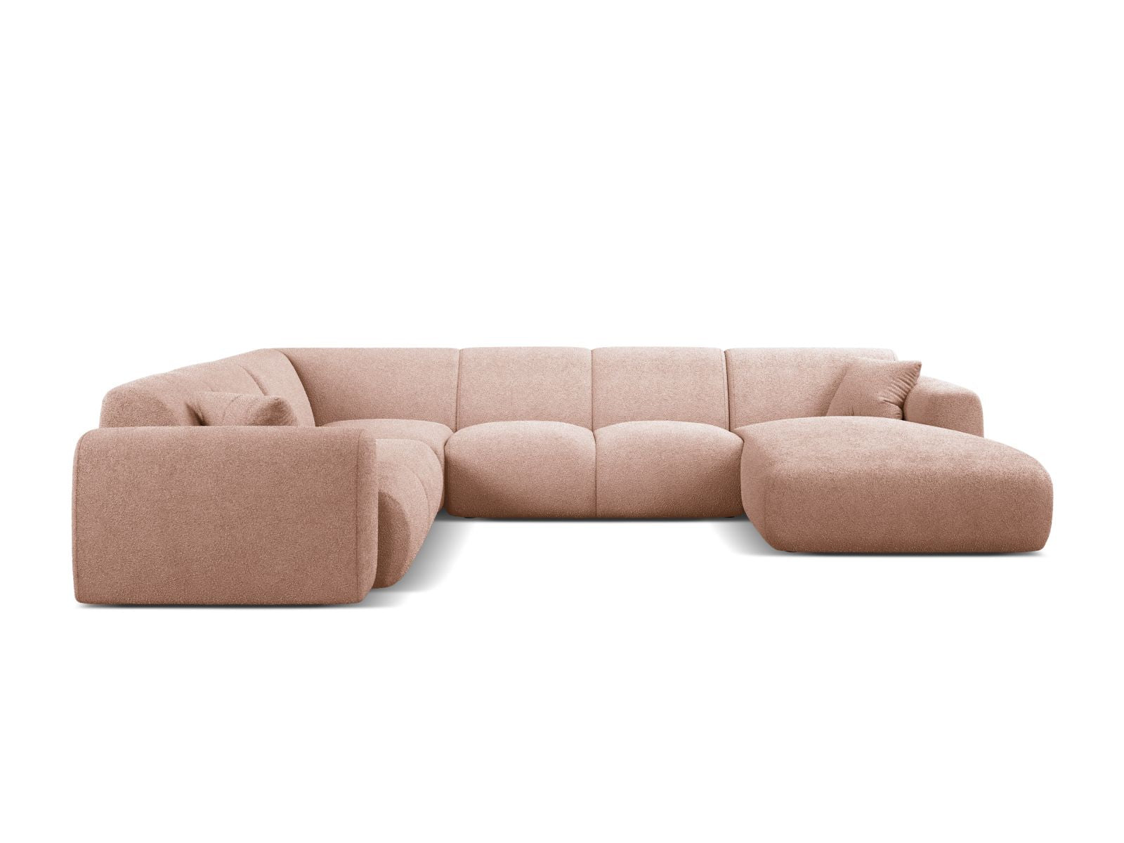 Elegantes 6-Sitzer Ecksofa Molino in Powder Pink-Baloo, ideal für stilvolle Wohnräume, präsentiert von Micadoni.