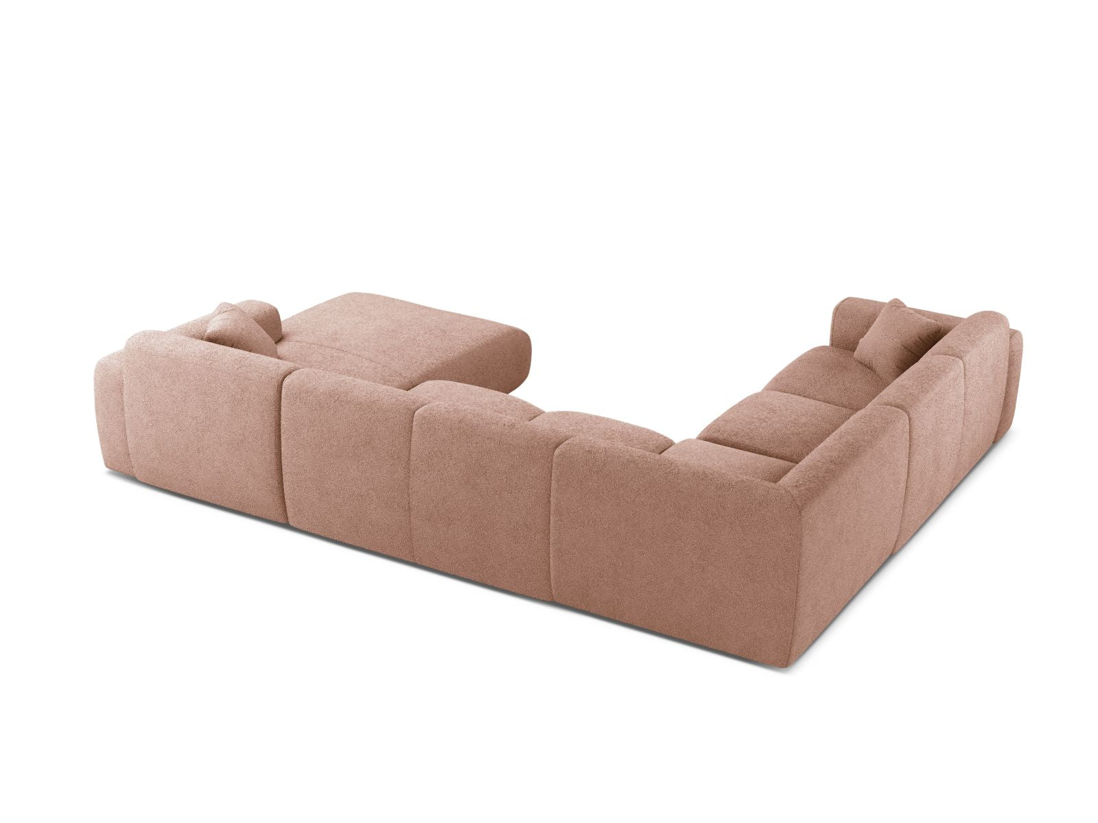 Modulares 6-Sitzer Ecksofa Molino in sanftem Powder Pink, perfekt für moderne Wohnzimmergestaltung, angeboten von Micadoni.