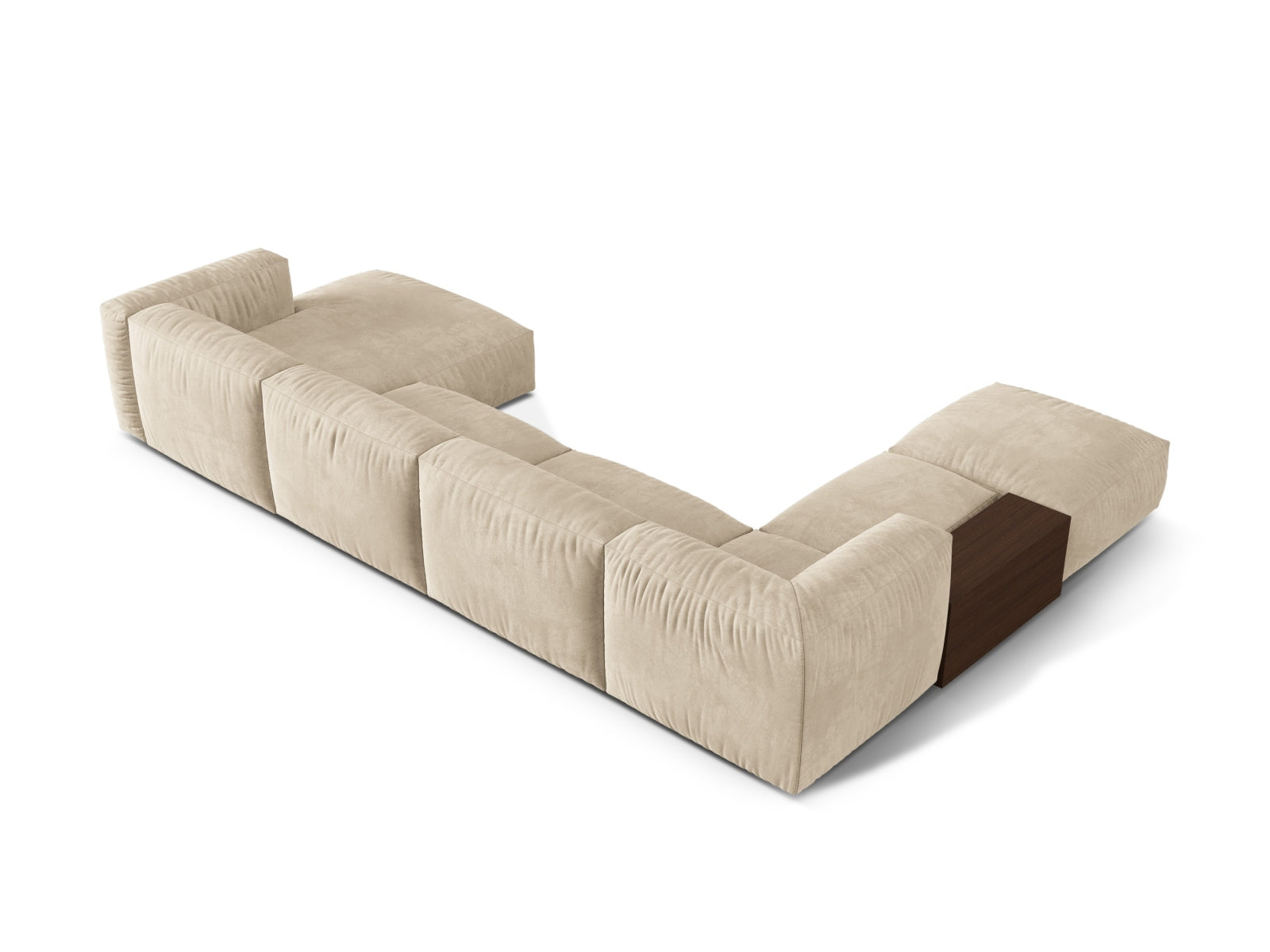 Stilvolles, modulares 5-Sitzer Ecksofa Martina in neutralen Beige- und Grautönen, perfekt für gemütliche Wohnzimmer und gesellige Abende.