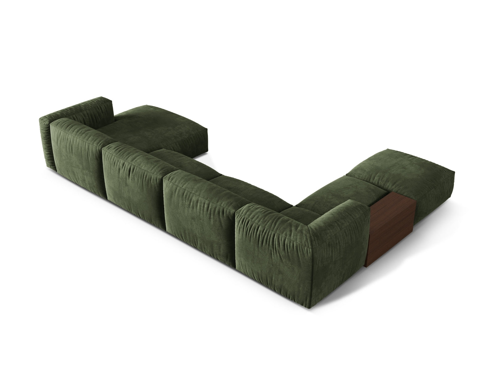 Modernes, flexibles Ecksofa in ansprechendem Grün, bietet Platz für fünf Personen und passt perfekt in jedes Wohnzimmer.