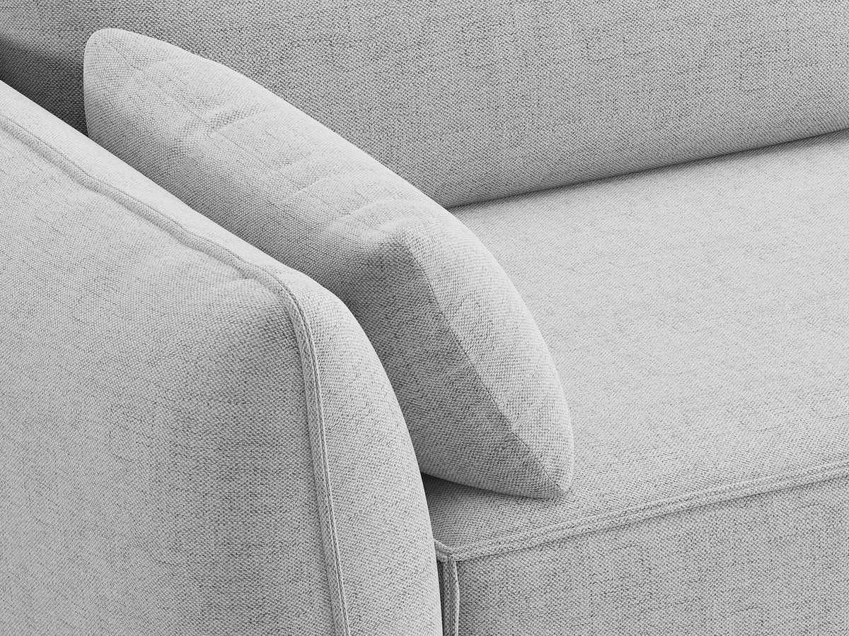 L-Sofa Kaelle Panoramasofa links von Micadoni mit Stoffbezug und niedrigen schwarzen Beinen