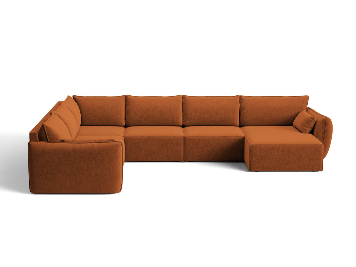 L-Sofa Kaelle Panoramasofa links von Micadoni mit Stoffbezug und niedrigen schwarzen Beinen