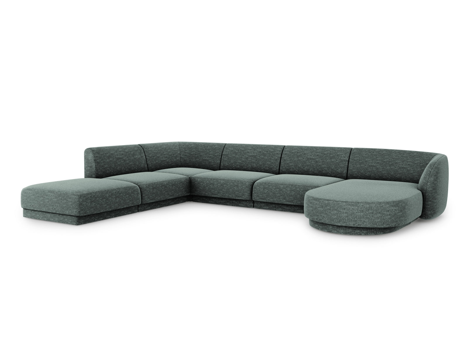 Stylisches Miley Panoramic Ecksofa links für 6 Personen in elegantem Petrol-Haga, ideal für moderne Wohnräume.