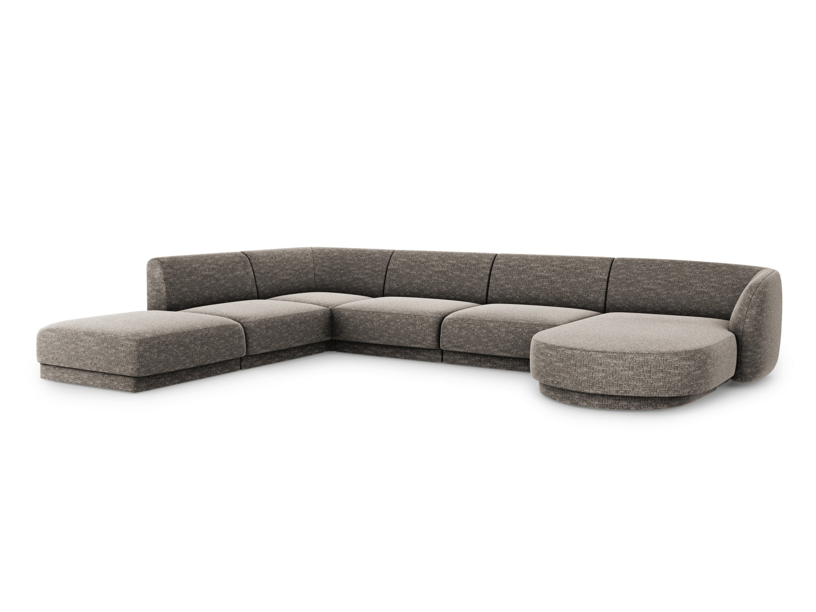 Stylisches Miley Panoramic Ecksofa links für 6 Personen in elegantem Grau, ideal für moderne Wohnräume und gemütliche Abende.