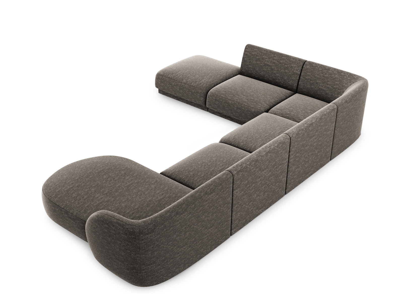 Geräumiges Miley Panoramic Ecksofa links für 6 Personen in modernem Design, perfekt für gesellige Runden und stilvolle Einrichtung.