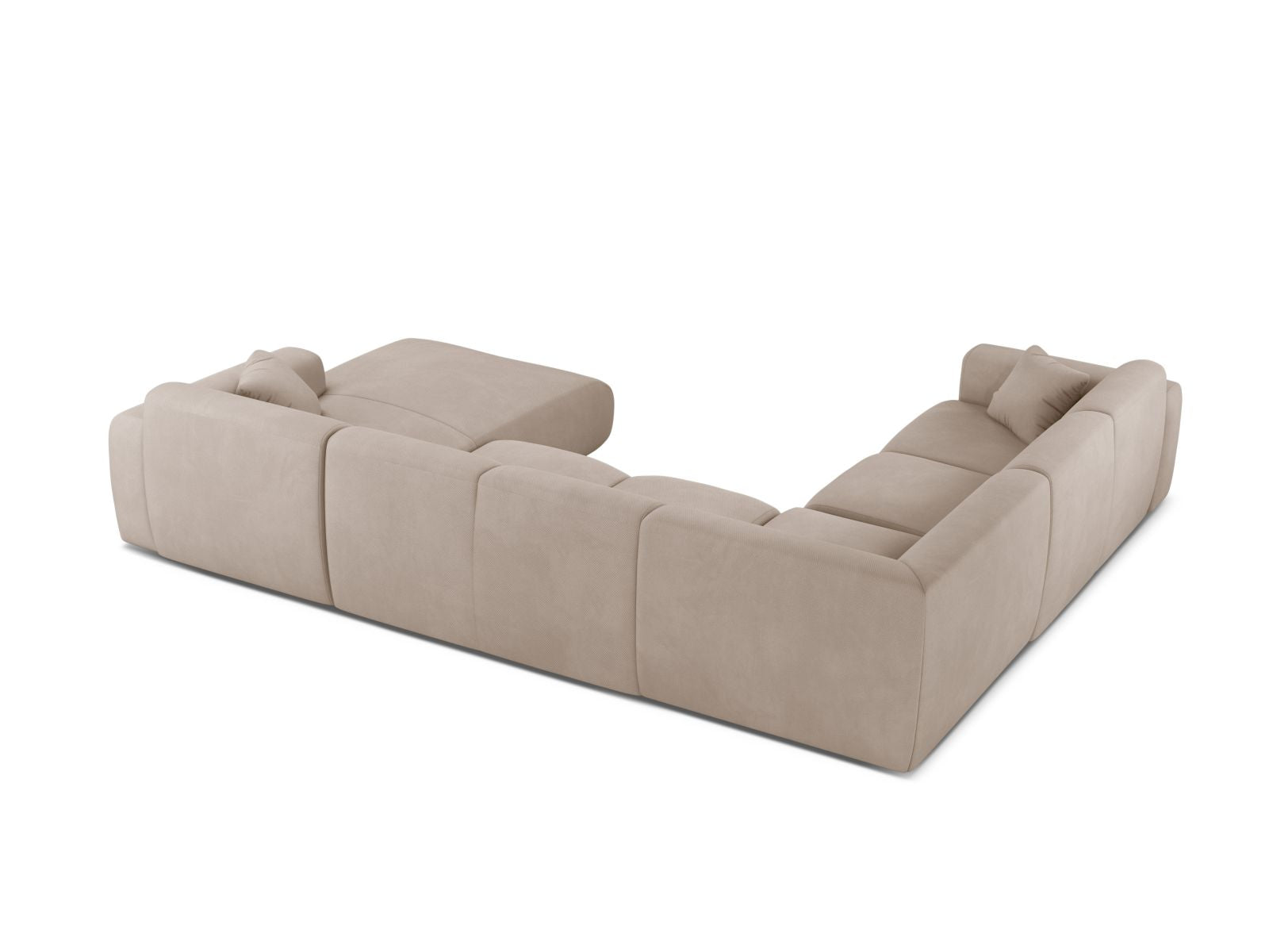 Beige 6-Sitzer Ecksofa Molino von Micadoni, modular und panoramisch, perfekt für elegante Wohnräume mit modernem Flair.