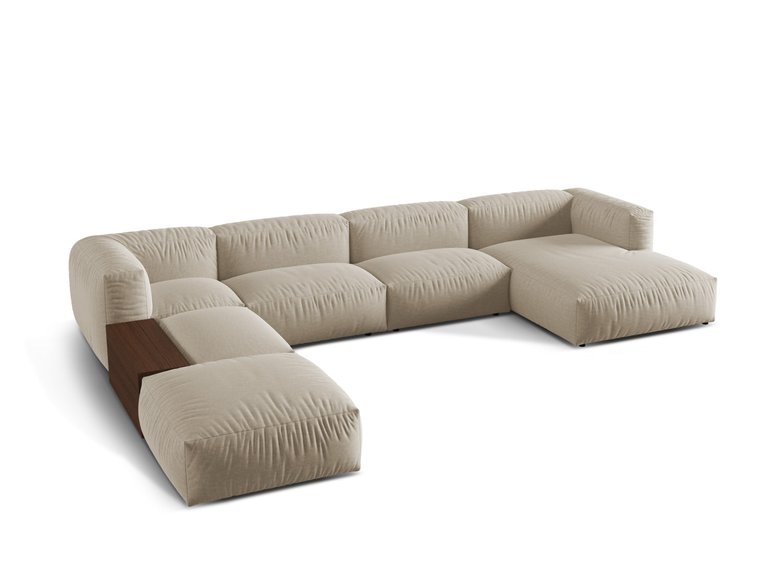 Elegantes, modulares Ecksofa in Light Beige-Boston, ideal für stilvolle Wohnräume. Komfortables 5-Sitzer-Design von Micadoni.