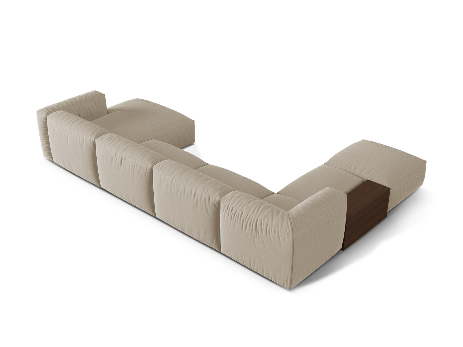 Modernes, modulares Ecksofa in hellem Beige, perfekt für gemütliche Wohnzimmer. 5-Sitzer von Micadoni mit stilvollem Design und hohem Komfort.