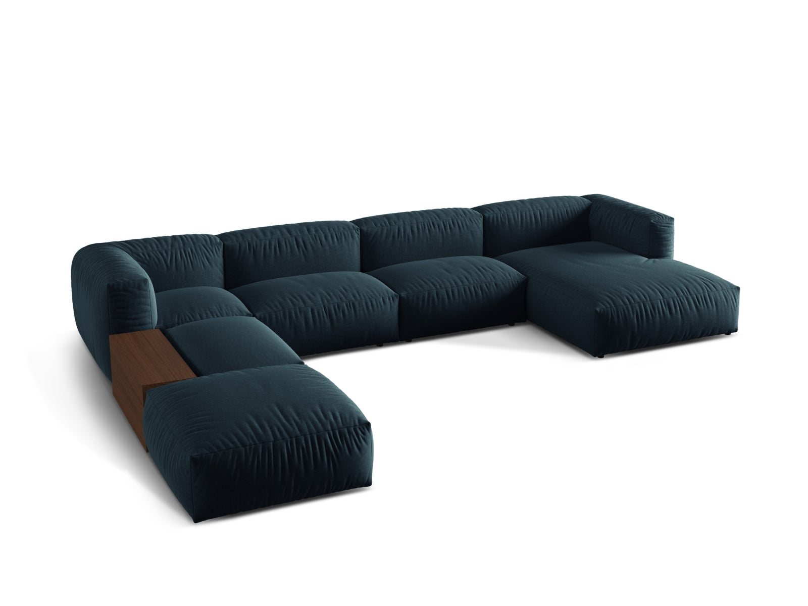 Elegantes, modulares Ecksofa in Blue Jeans-Boston, ideal für stilvolle Wohnräume. Komfortables 5-Sitzer-Design von Micadoni.