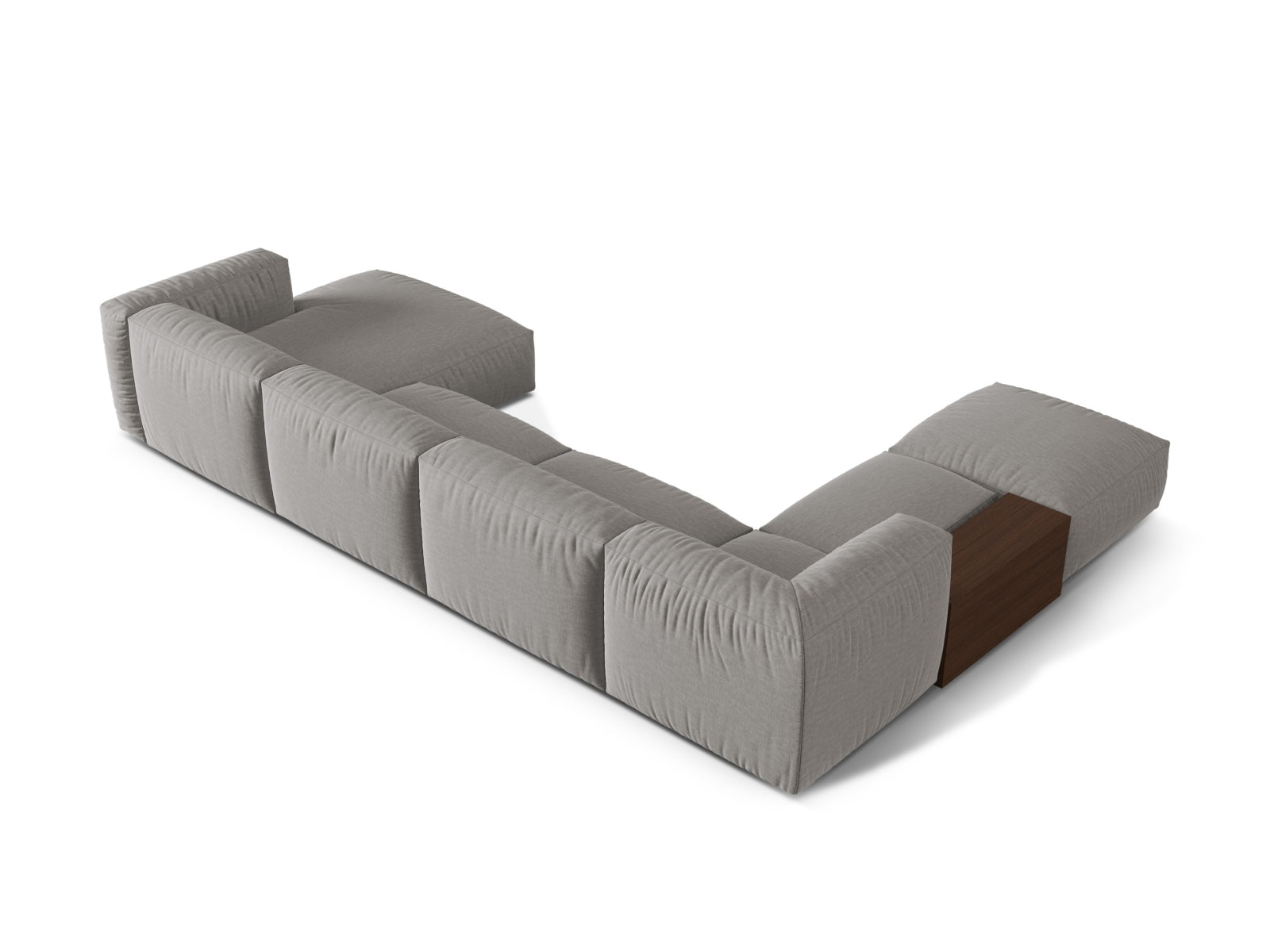 Elegantes, modulares Ecksofa Martina in sanftem Grau, ideal für entspannte Stunden und stilvolle Einrichtungsideen von Micadoni.
