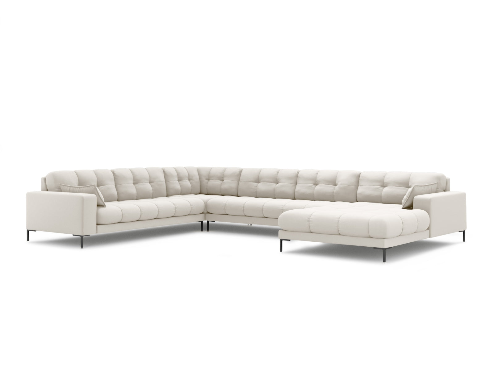 Mamaia Panoramic Ecksofa links 7 Sitzer in Light Beige/Schwarz-Neve präsentiert im Onlineshop von KAQTU Design AG. Ecksofa links ist von Micadoni