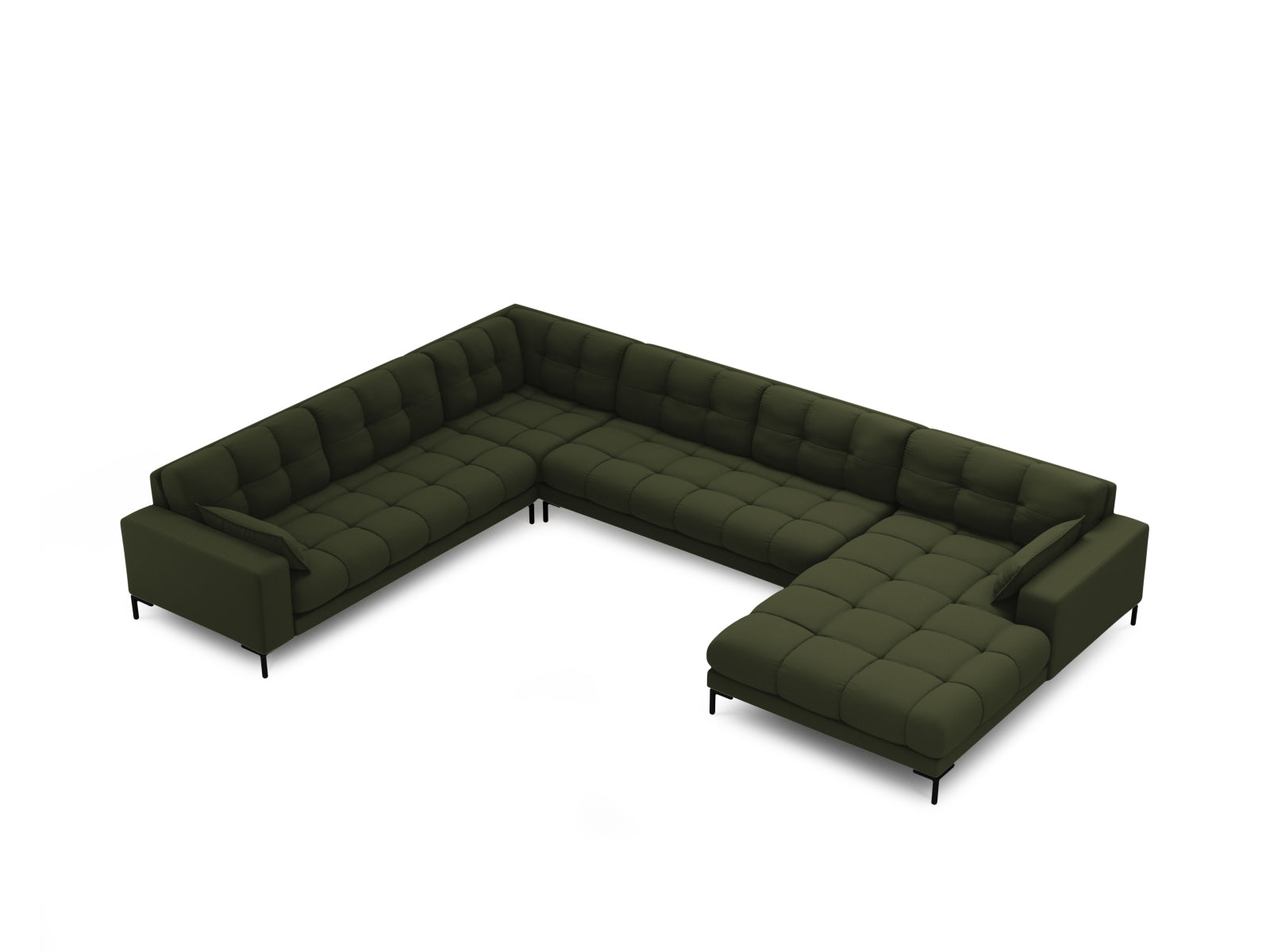 Stylisches Mamaia Panoramic Ecksofa links in ansprechendem Grün und Schwarz, perfekt für entspannte Stunden und zeitgemäße Einrichtung.