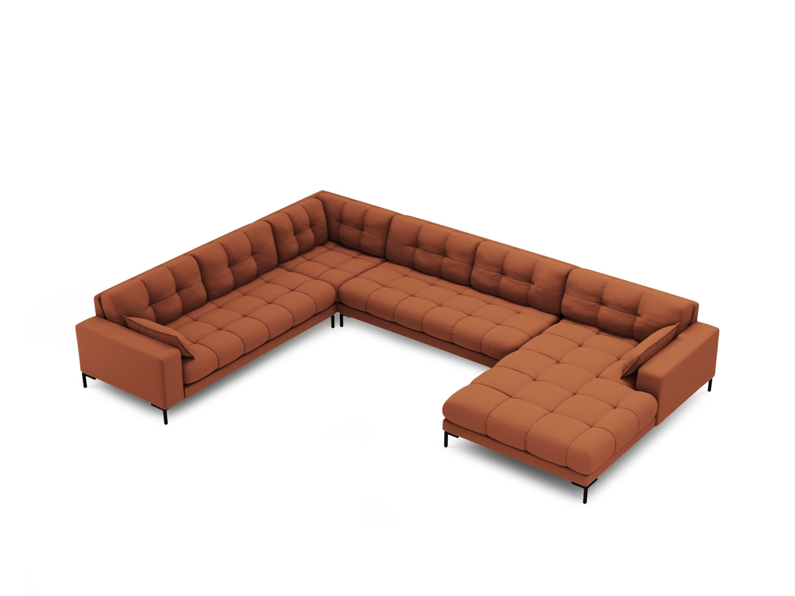Stylisches Mamaia Panoramic Ecksofa links in ansprechendem Brick und Schwarz-Neve, perfekt für großzügige Wohnzimmer. 7 Sitzer für ultimativen Komfort.