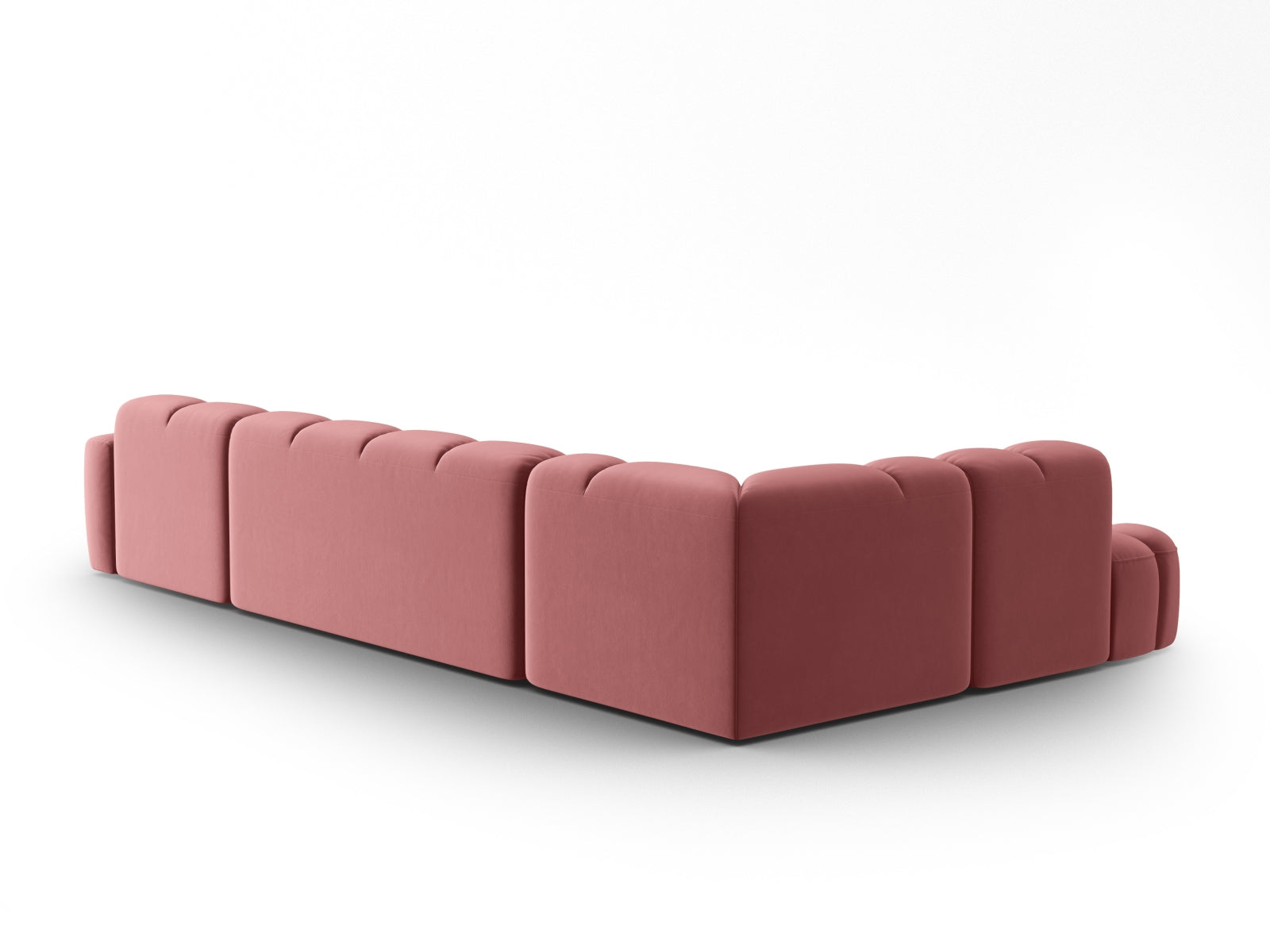 Entdecken Sie das elegante Lisa Velour Panoramic Ecksofa links 7 Sitzer von Micadoni. Ideal für stilvolle Wohnzimmer, vereint es Komfort und modernes Design.