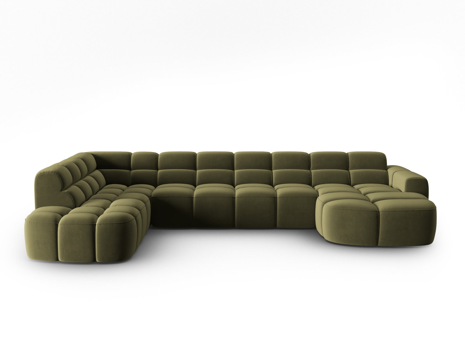 Lisa Velour Panoramic Ecksofa links 7 Sitzer in Light Green präsentiert im Onlineshop von KAQTU Design AG. Ecksofa links ist von Micadoni