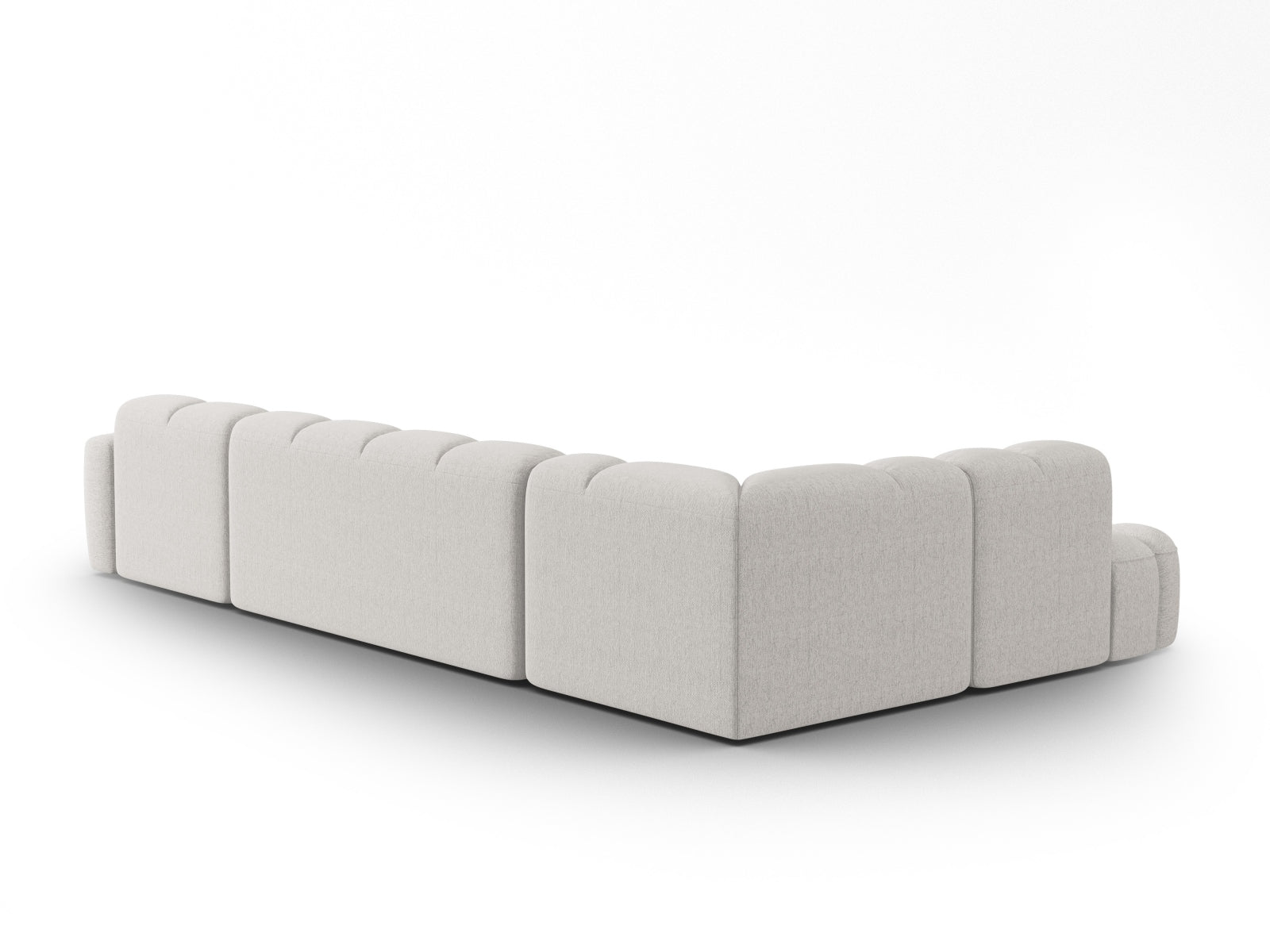 Erleben Sie das stilvolle Lisa Panoramic Ecksofa links 7 Sitzer von Micadoni. Luxuriöser Velours, viel Platz und zeitgemässes Design für Ihr Zuhause.