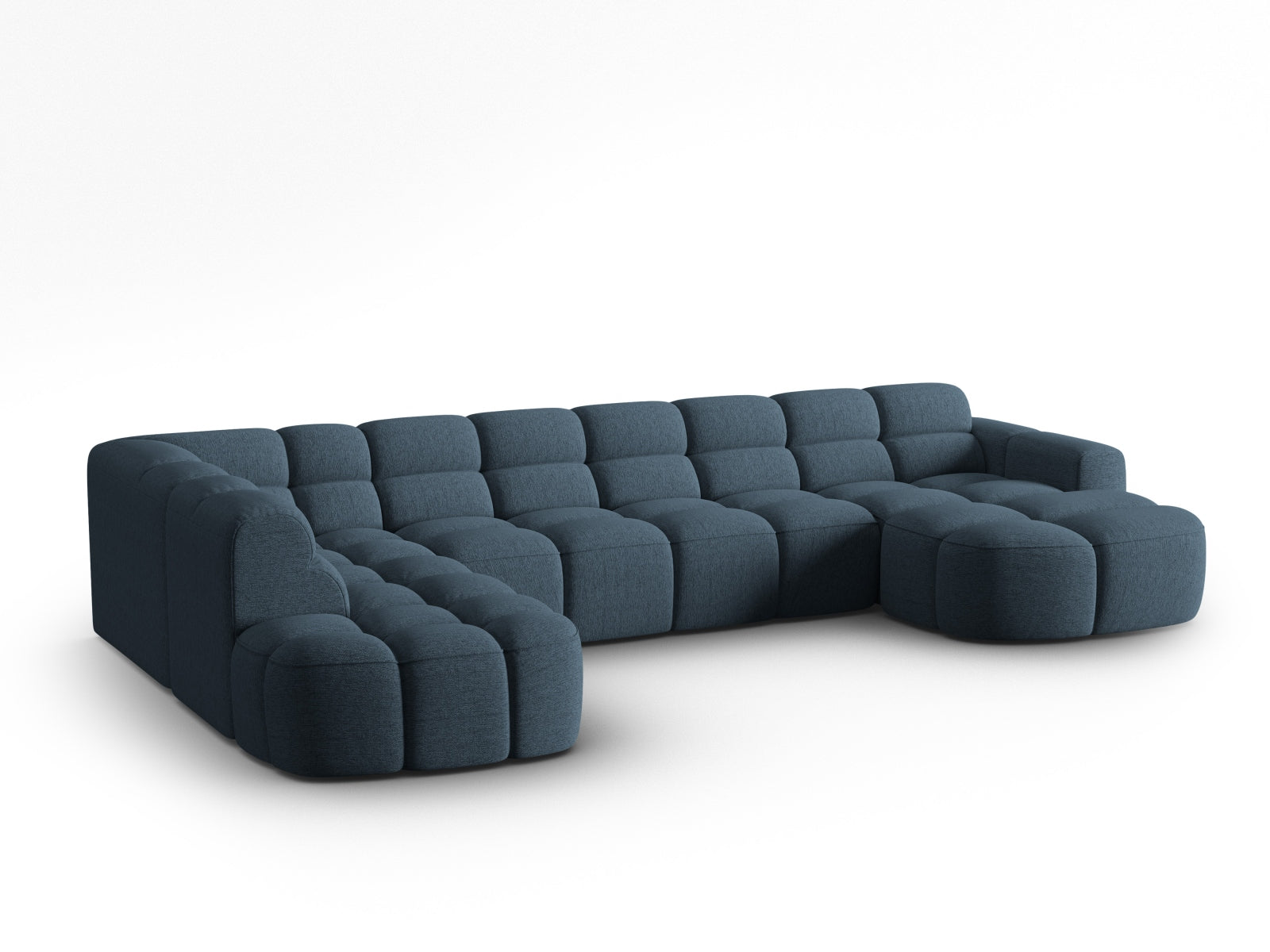 Erleben Sie das stilvolle Lisa Panoramic Ecksofa links 7 Sitzer von Micadoni. Luxuriöser Velours, viel Platz und zeitgemässes Design für Ihr Zuhause.