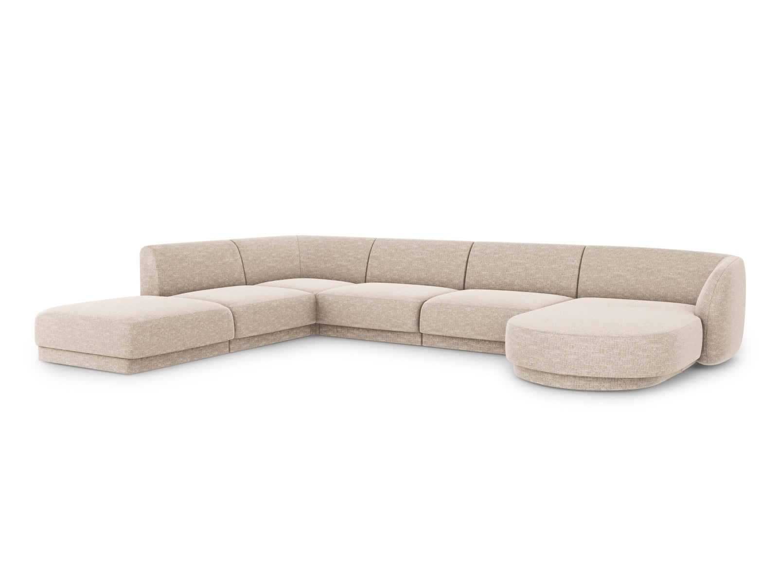 Beige Miley Panoramic Ecksofa links für 6 Personen, stilvolles Design von Micadoni, ideal für moderne Wohnräume.