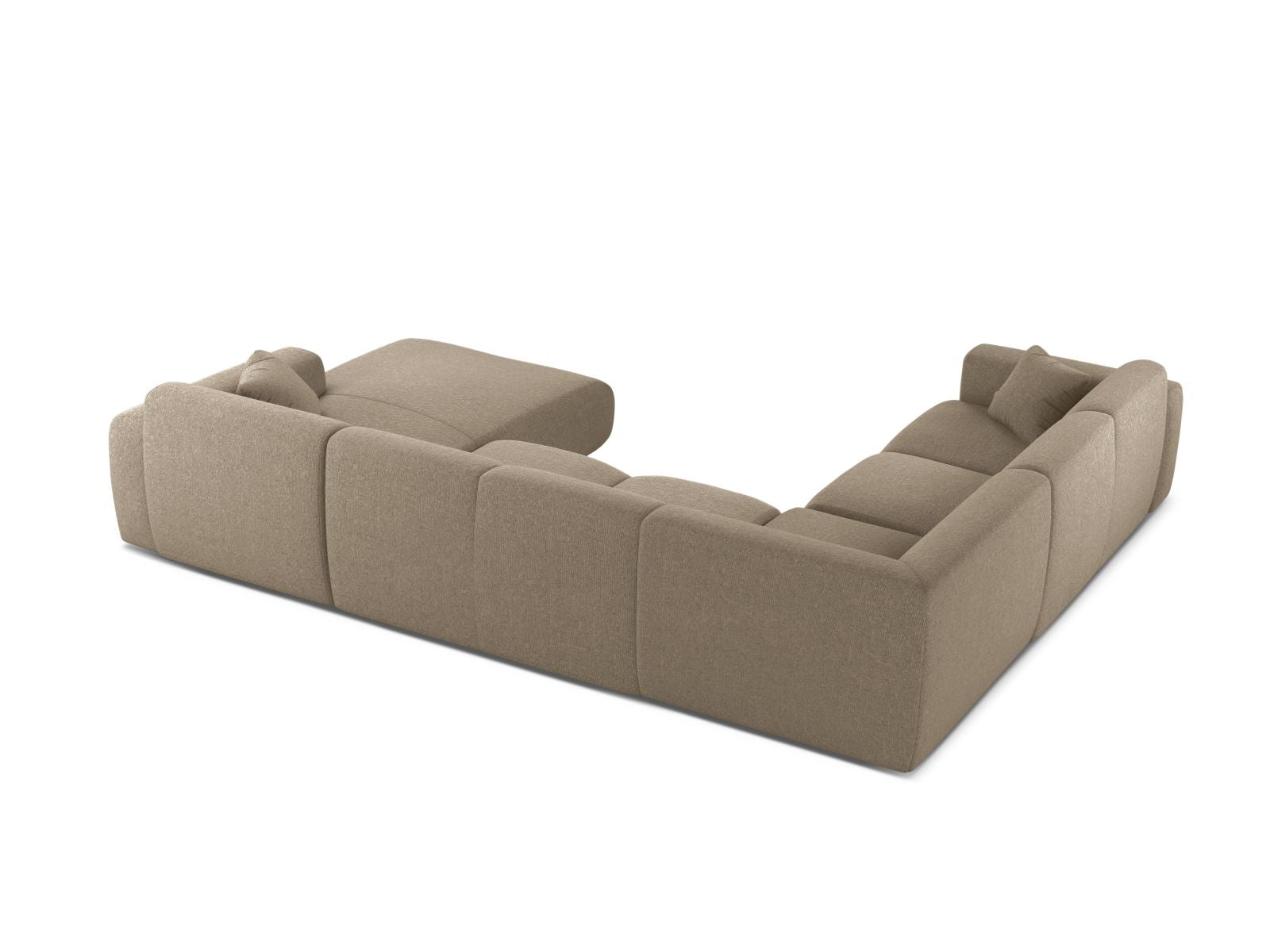 Modulares 6-Sitzer Ecksofa Molino in stilvollem Dunkelbeige, perfekt für großzügige Wohnlandschaften und entspannte Stunden.