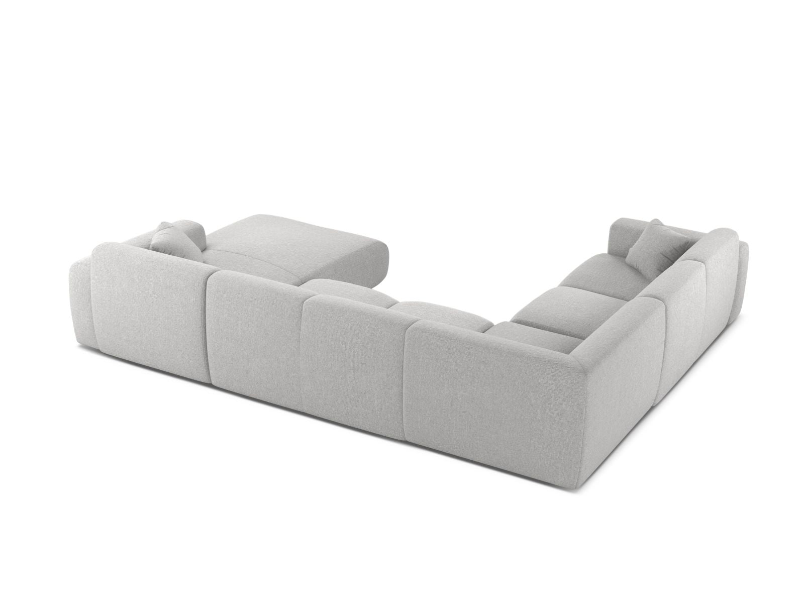 Modulares 6-Sitzer Ecksofa Molino in stilvollem Silber-Eden, perfekt für großzügige Wohnlandschaften und entspannte Stunden.